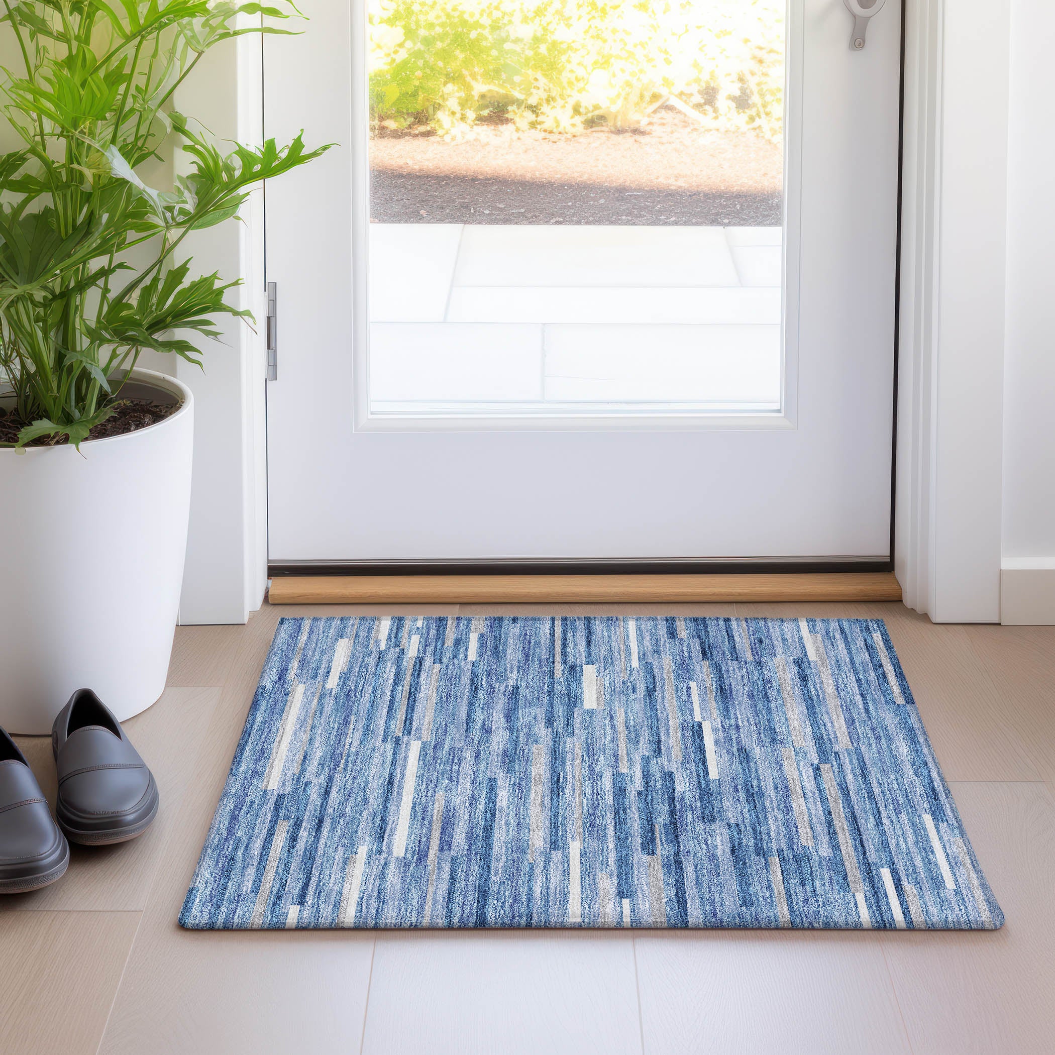 Cartagena Machine Washable Transitional Sky Blue Rug 1'8" x 2'6" #shape_Rectangle