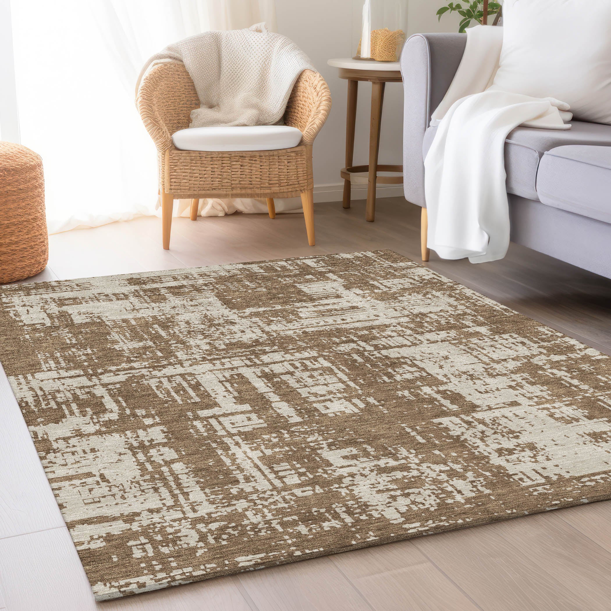 Queenstown Machine Washable Transitional Brown Rug 2'6" x 3'10" #shape_Rectangle