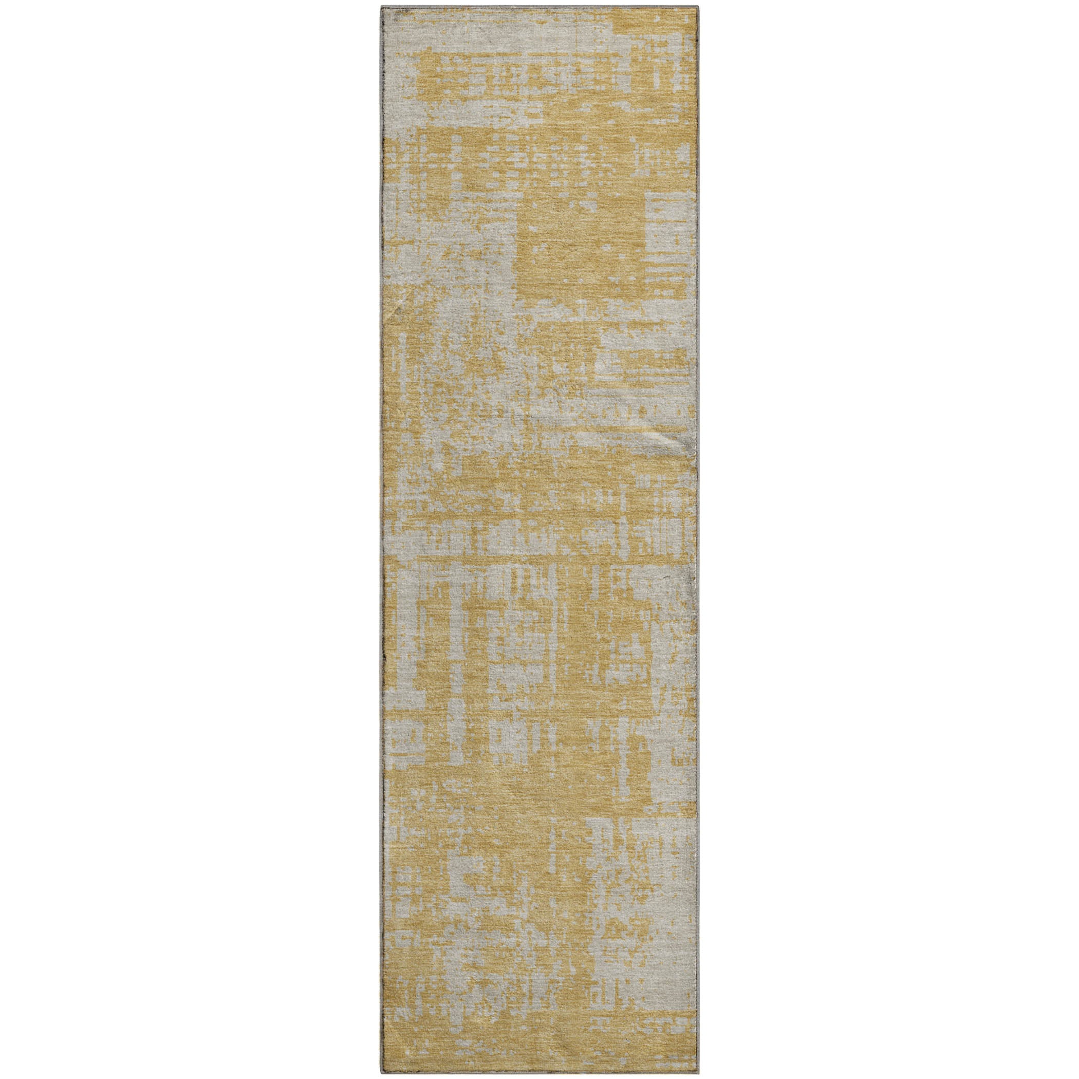 Queenstown Machine Washable Transitional Gold Rug 2'3" x 7'6" #shape_Runner