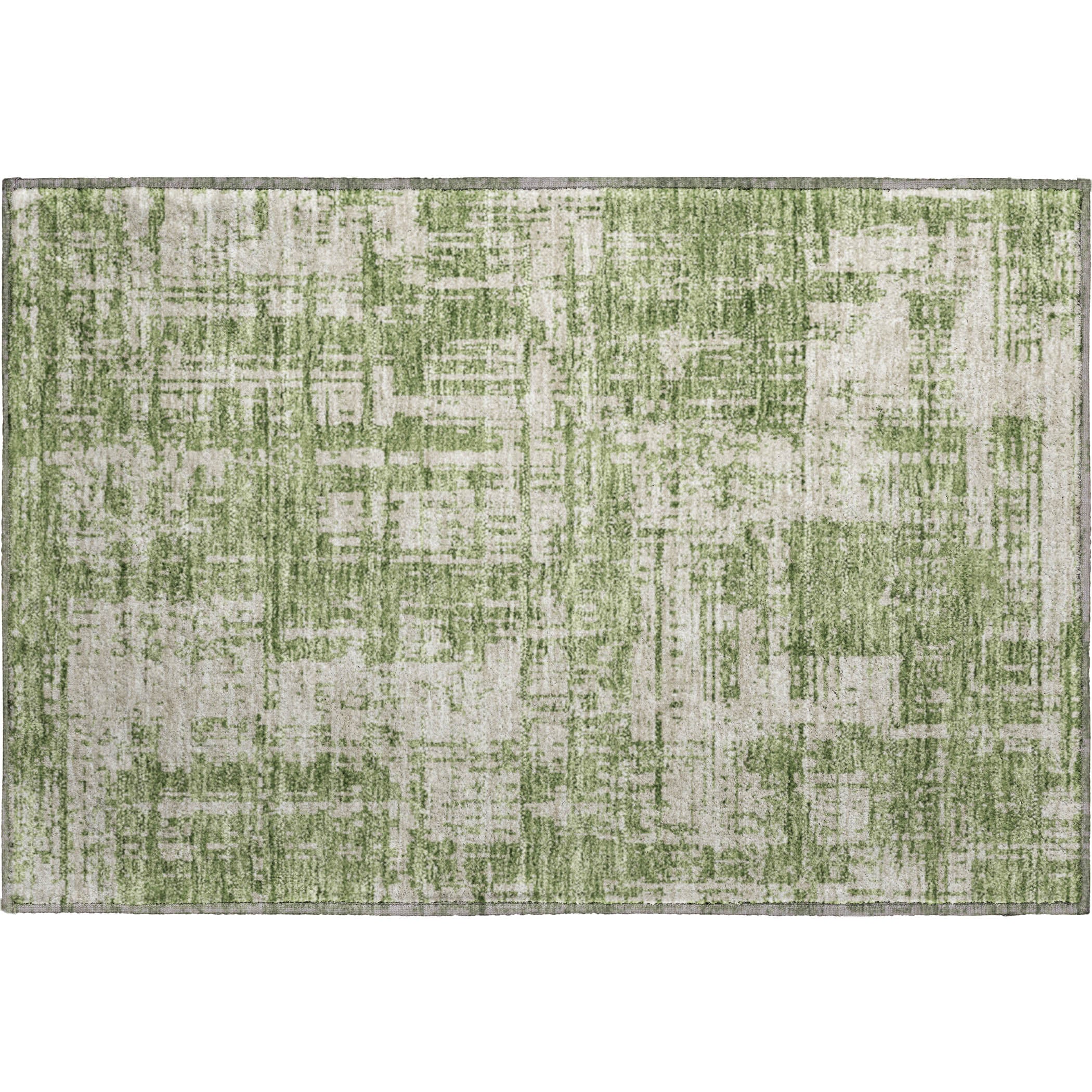 Queenstown Machine Washable Transitional Green Rug 1'8" x 2'6" #shape_Rectangle