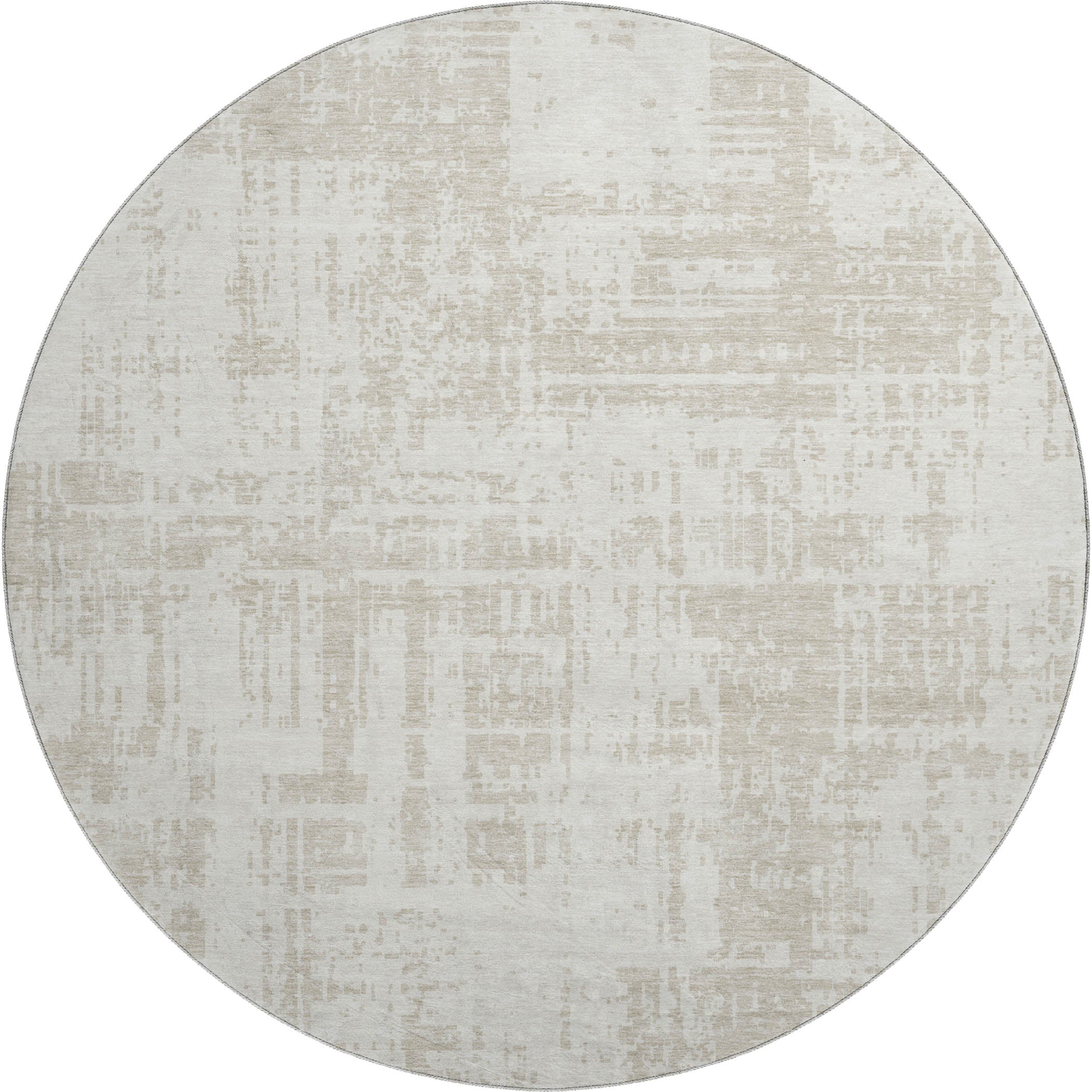 Queenstown Machine Washable Transitional Ivory Rug 8' x 8' #shape_Round