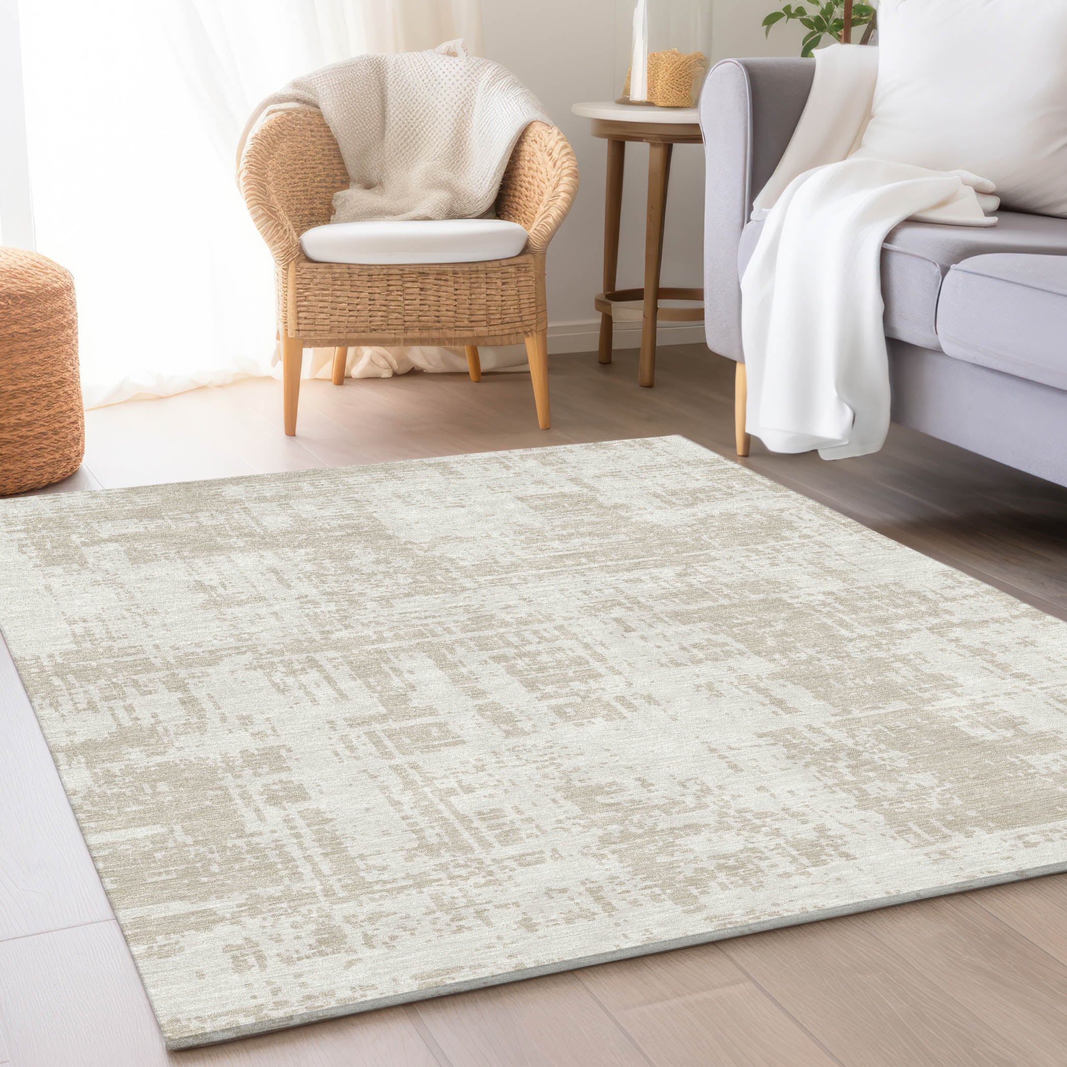 Queenstown Machine Washable Transitional Ivory Rug 2'6" x 3'10" #shape_Rectangle