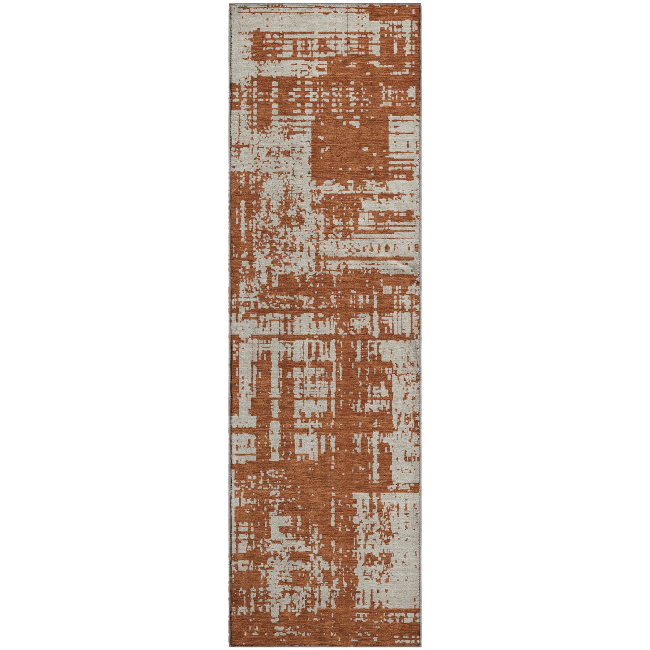 Queenstown Machine Washable Transitional Paprika Orange Rug 2'3" x 7'6" #shape_Runner