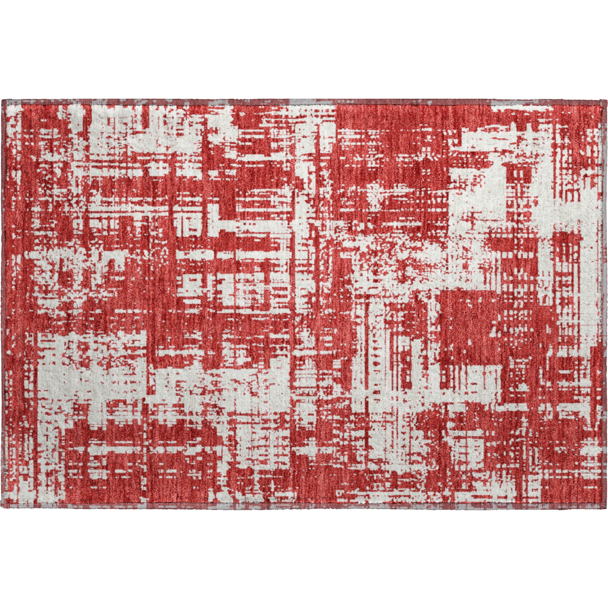 Queenstown Machine Washable Transitional Red Rug 1'8" x 2'6" #shape_Rectangle