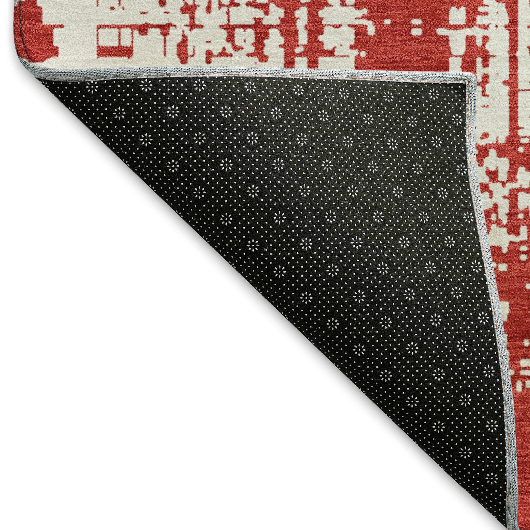 Queenstown Machine Washable Transitional Red Rug 1'8" x 2'6" #shape_Rectangle