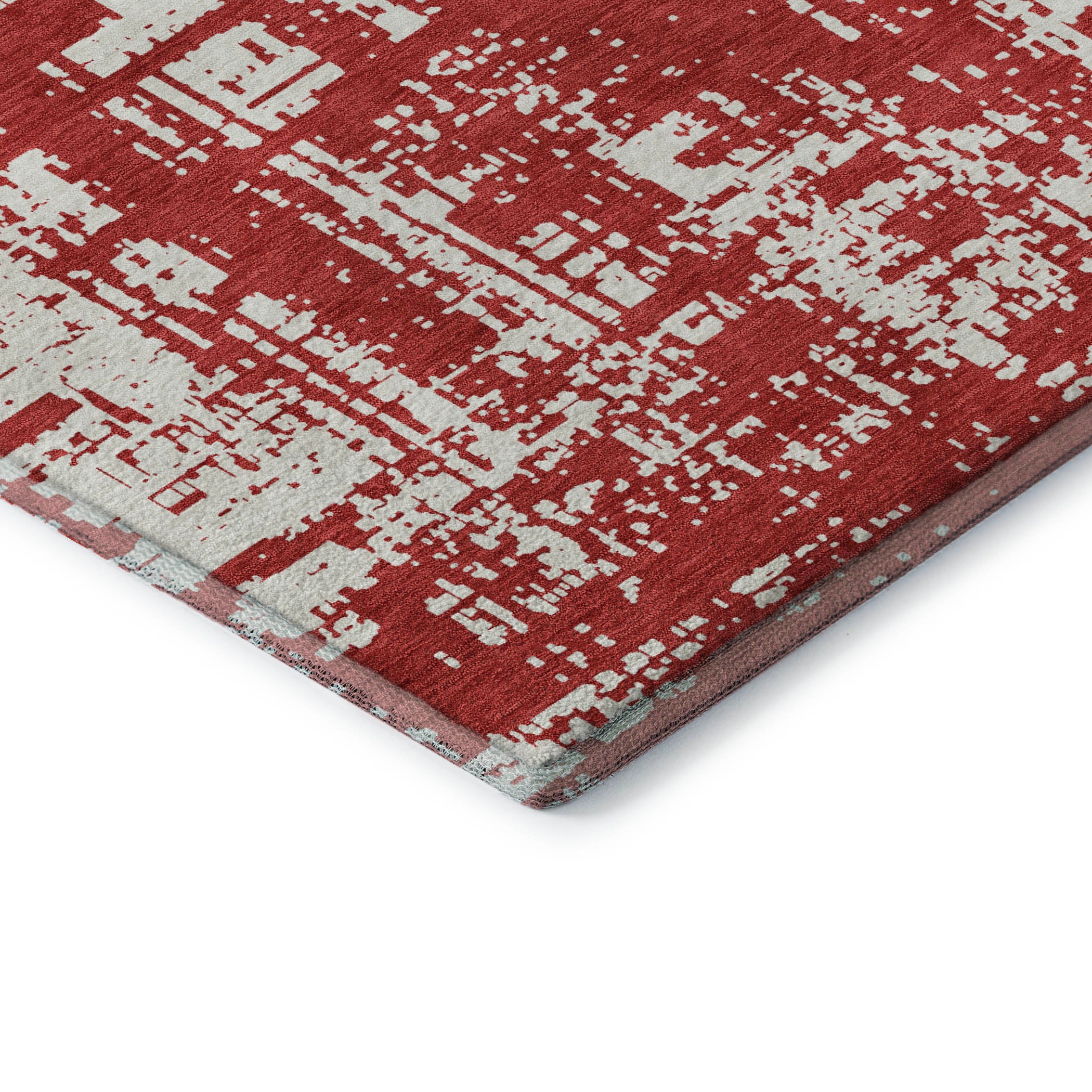 Queenstown Machine Washable Transitional Red Rug 1'8" x 2'6" #shape_Rectangle