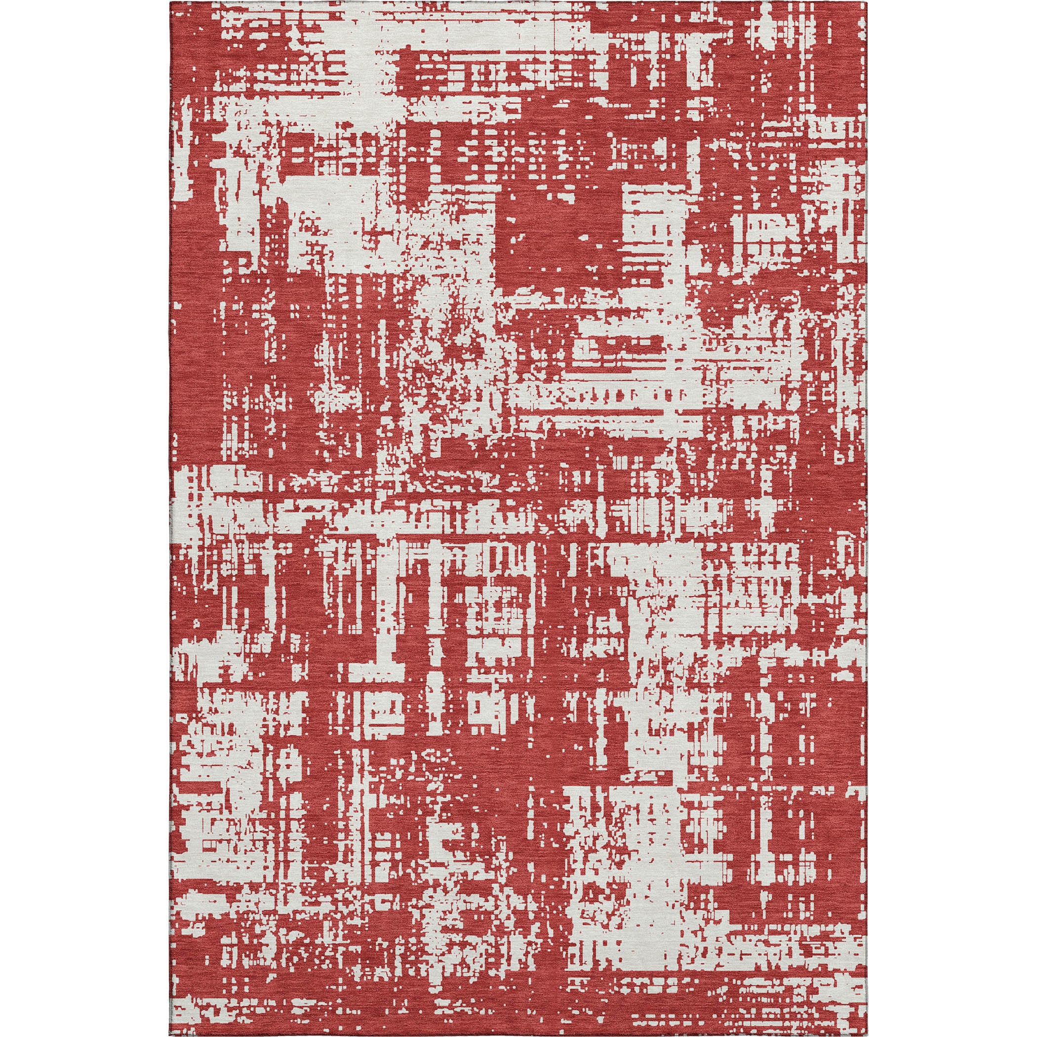 Queenstown Machine Washable Transitional Red Rug 2'6" x 3'10" #shape_Rectangle
