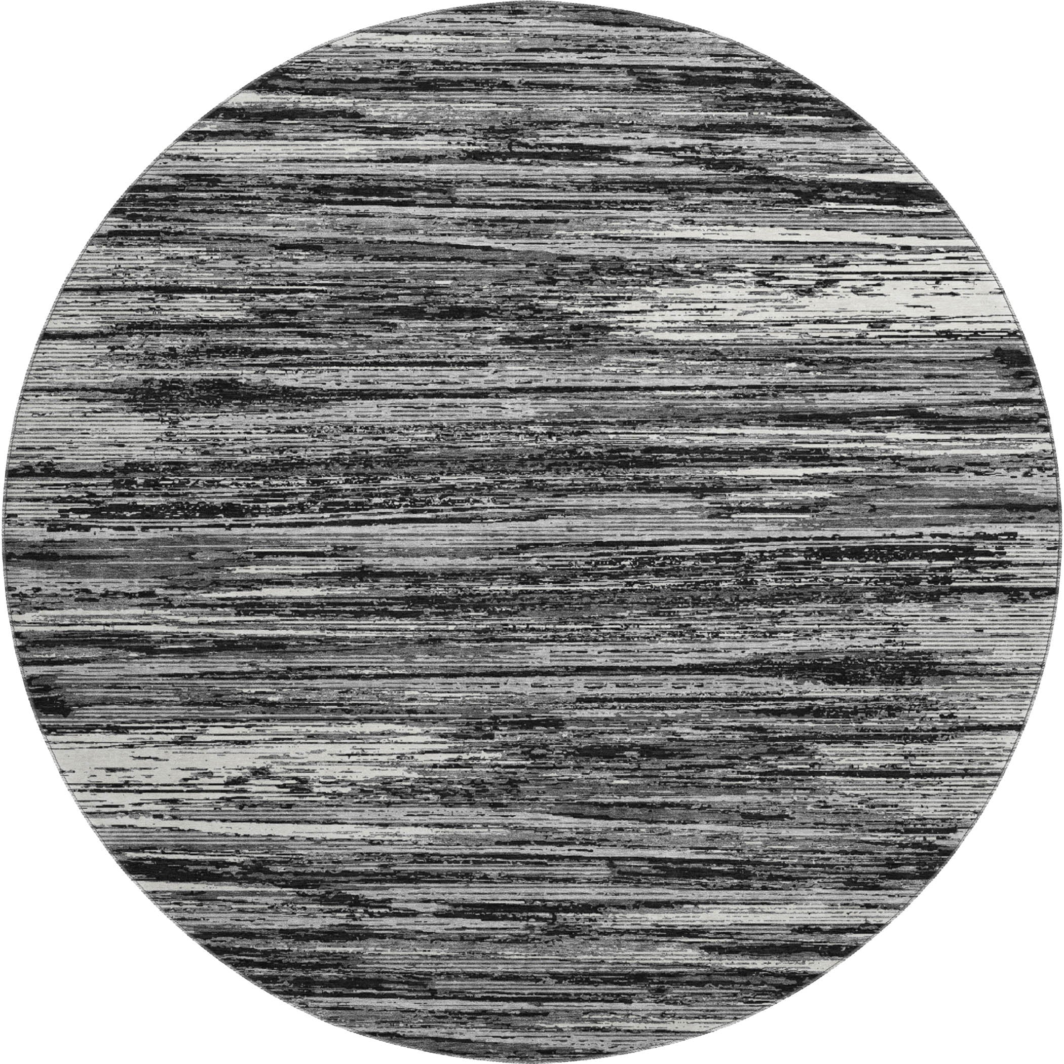Seoul Machine Washable Transitional Black Rug 8' x 8' #shape_Round
