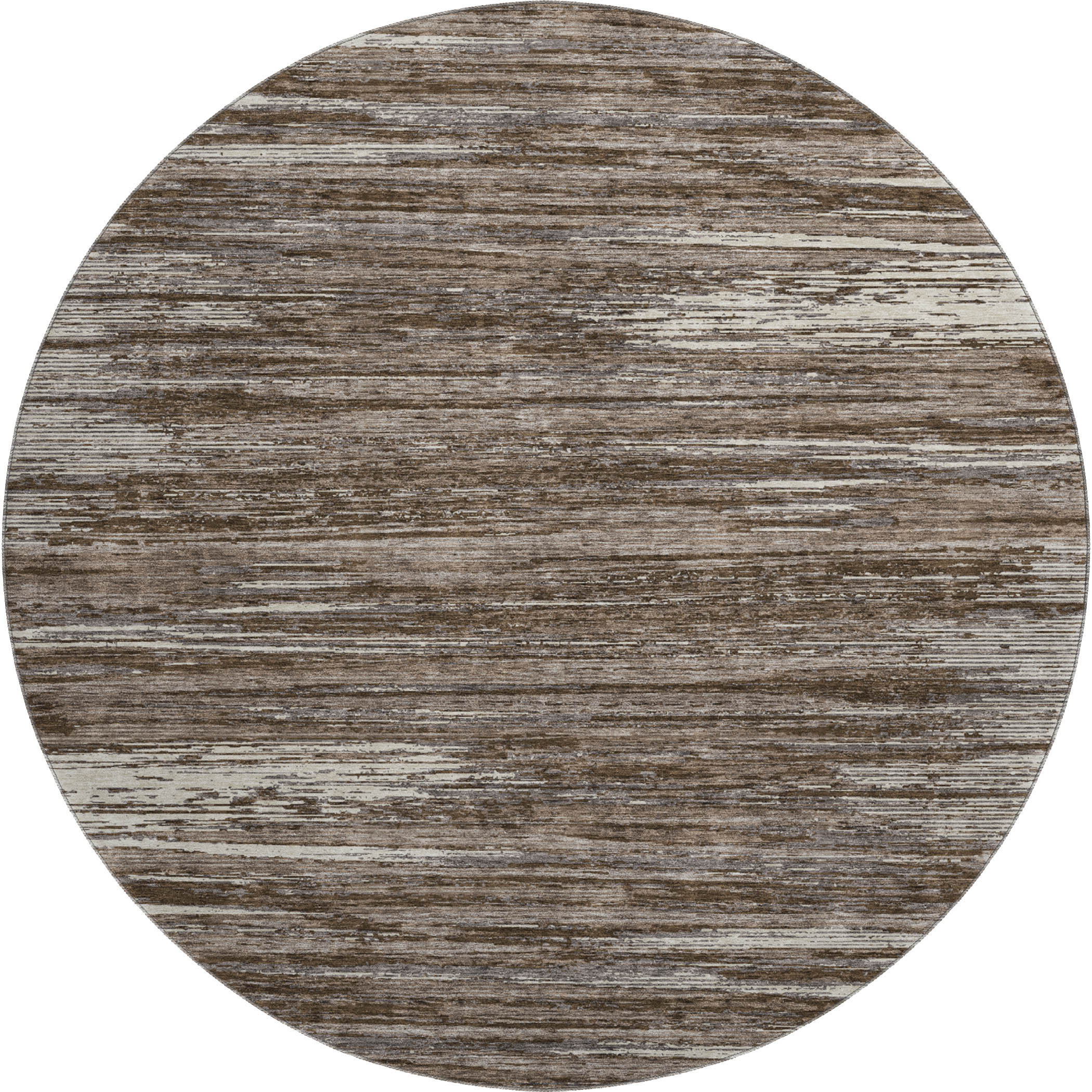 Seoul Machine Washable Transitional Brown Rug 8' x 8' #shape_Round