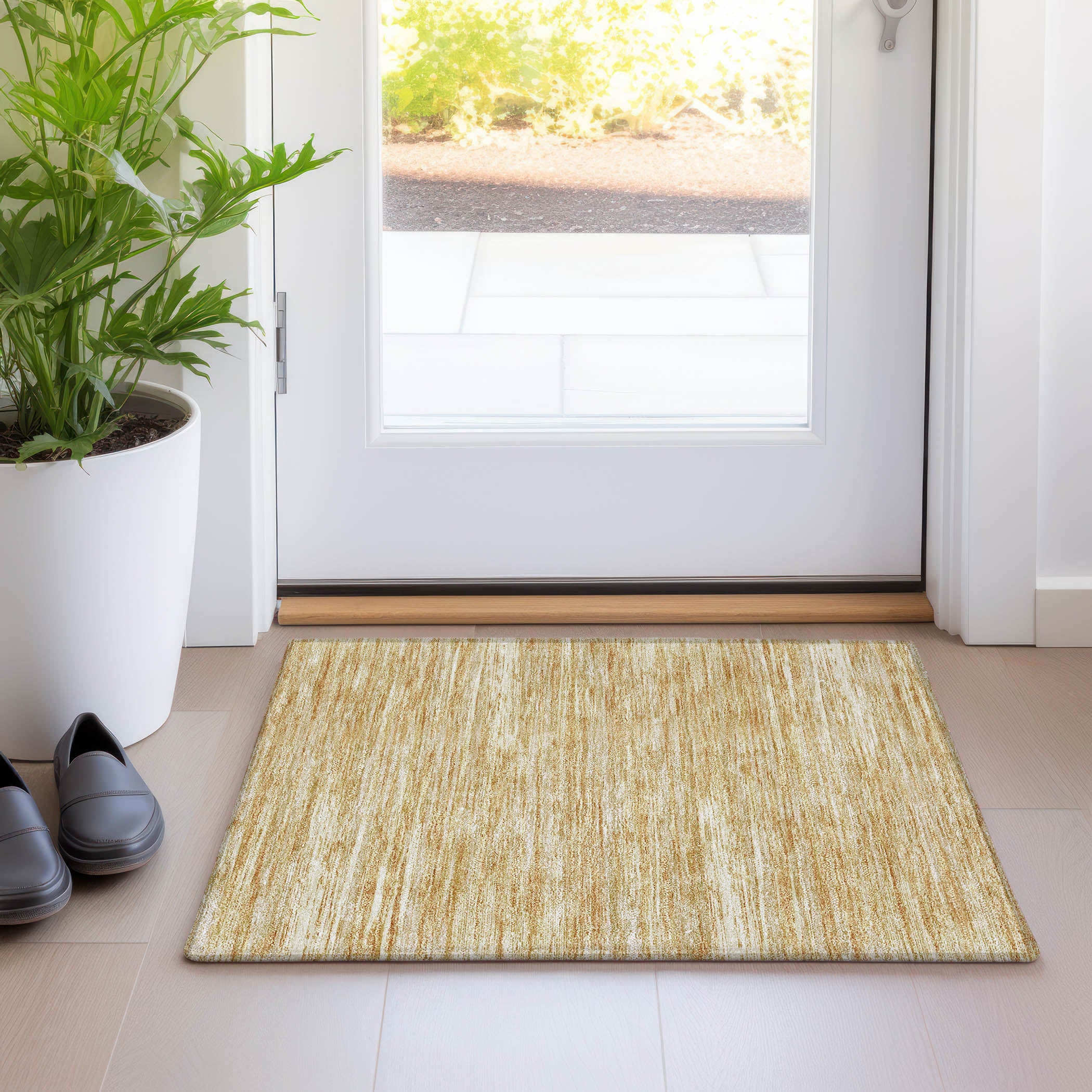Seoul Machine Washable Transitional Gold Rug 1'8" x 2'6" #shape_Rectangle