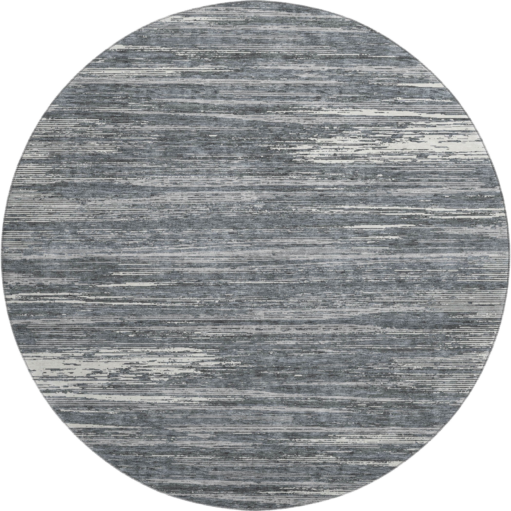 Seoul Machine Washable Transitional Gray Rug 8' x 8' #shape_Round