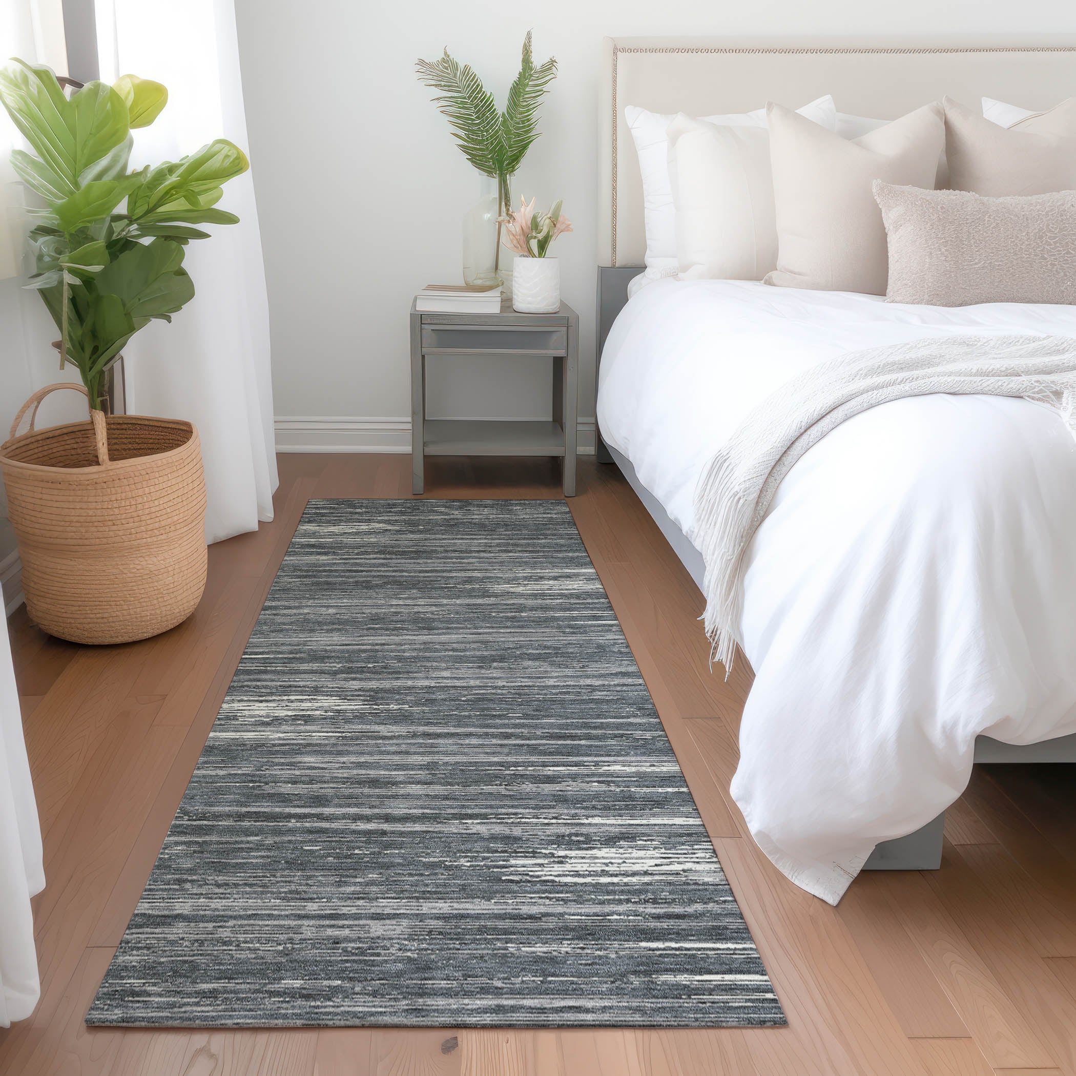 Seoul Machine Washable Transitional Gray Rug 2'3" x 7'6" #shape_Runner
