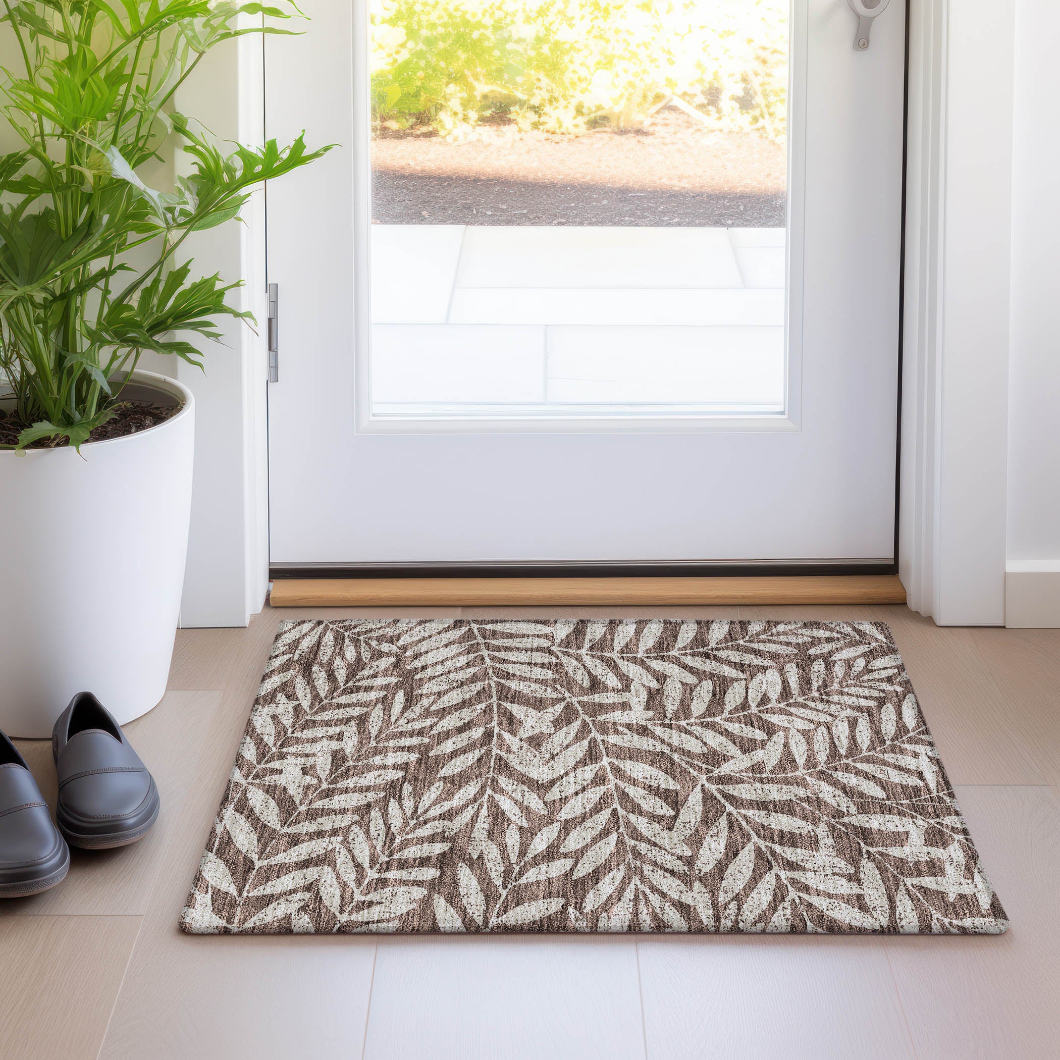 Lima Machine Washable Transitional Brown Rug 1'8" x 2'6" #shape_Rectangle