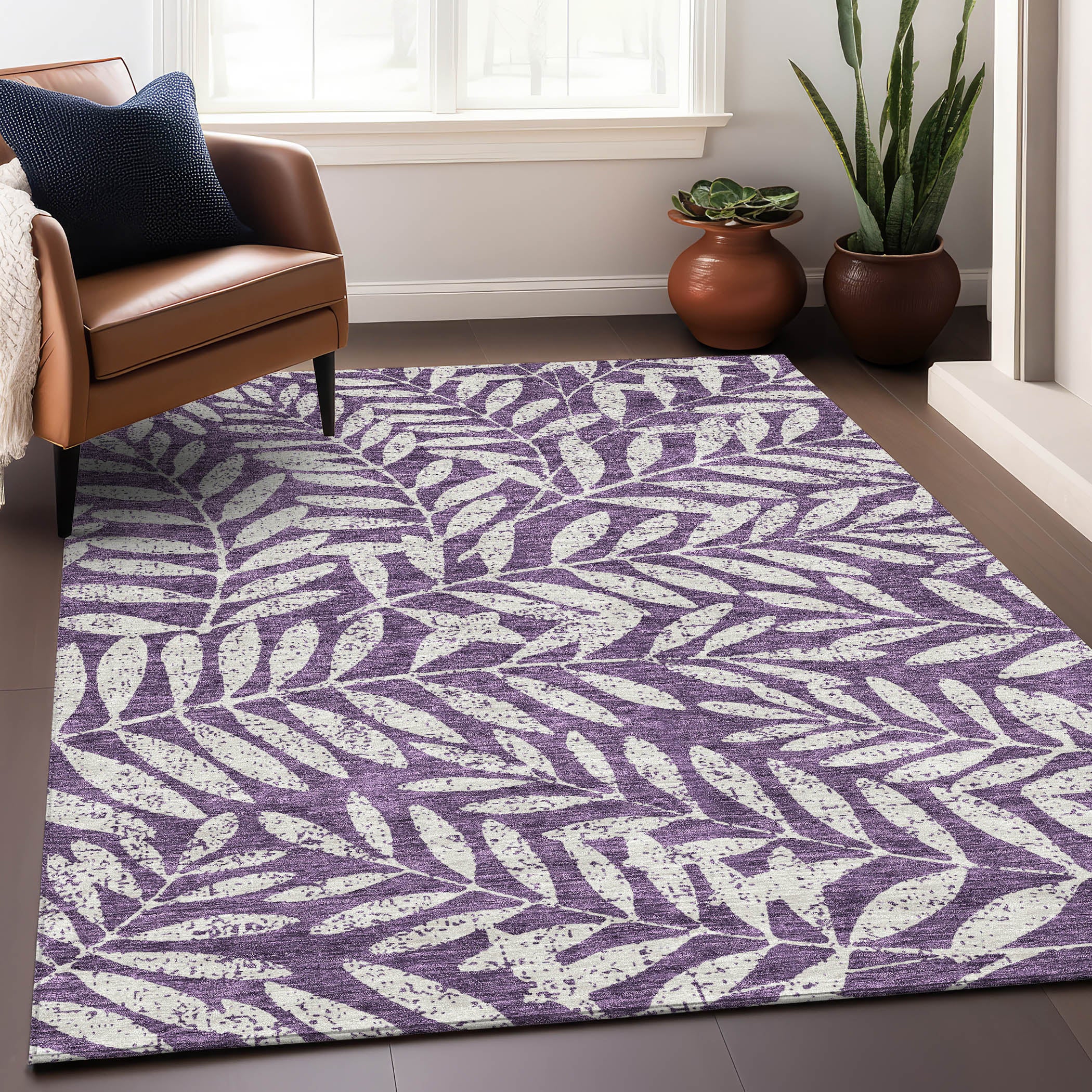 Lima Machine Washable Transitional Purple Rug 2'6" x 3'10" #shape_Rectangle