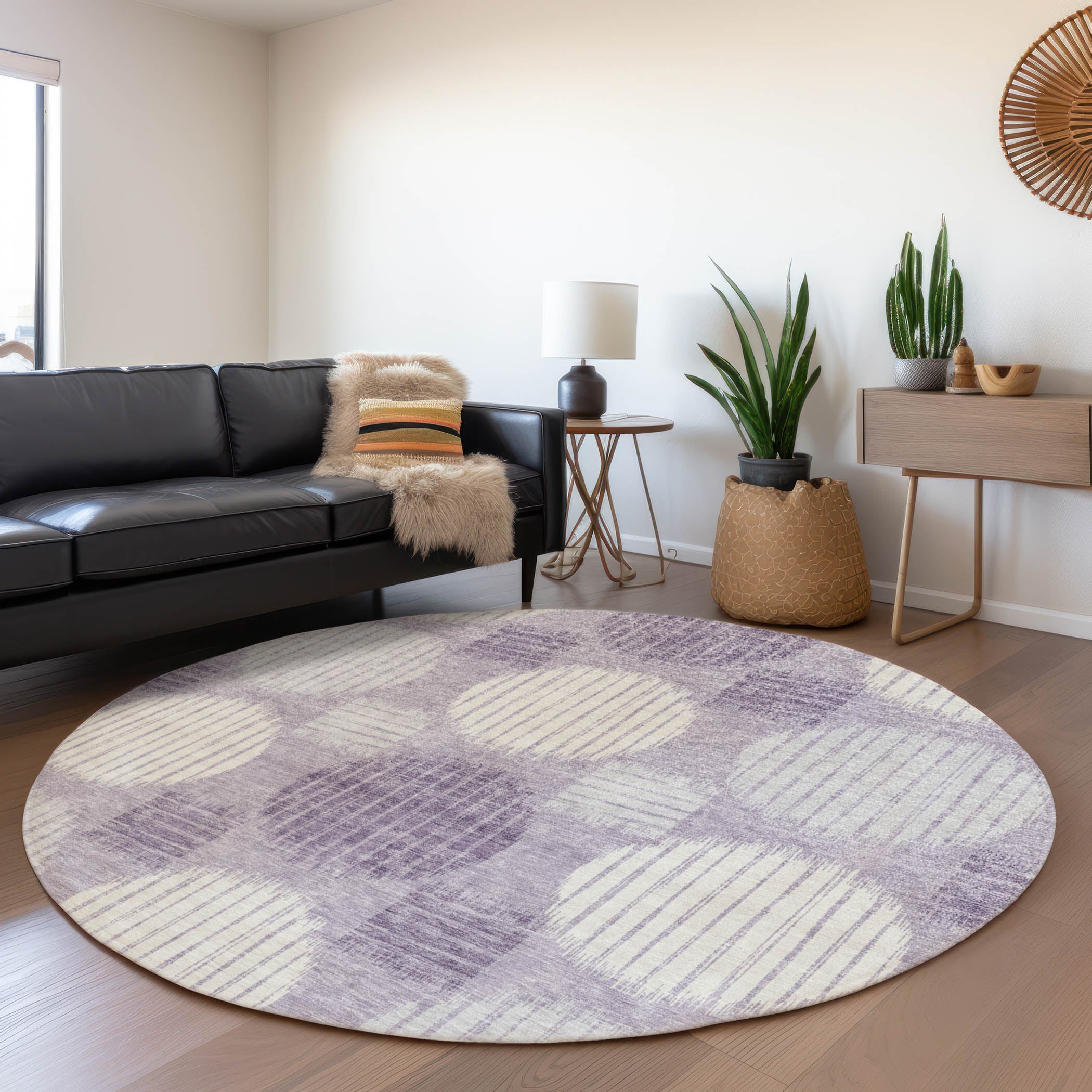 Jaipur Machine Washable Transitional Purple Rug 8' x 8' #shape_Round