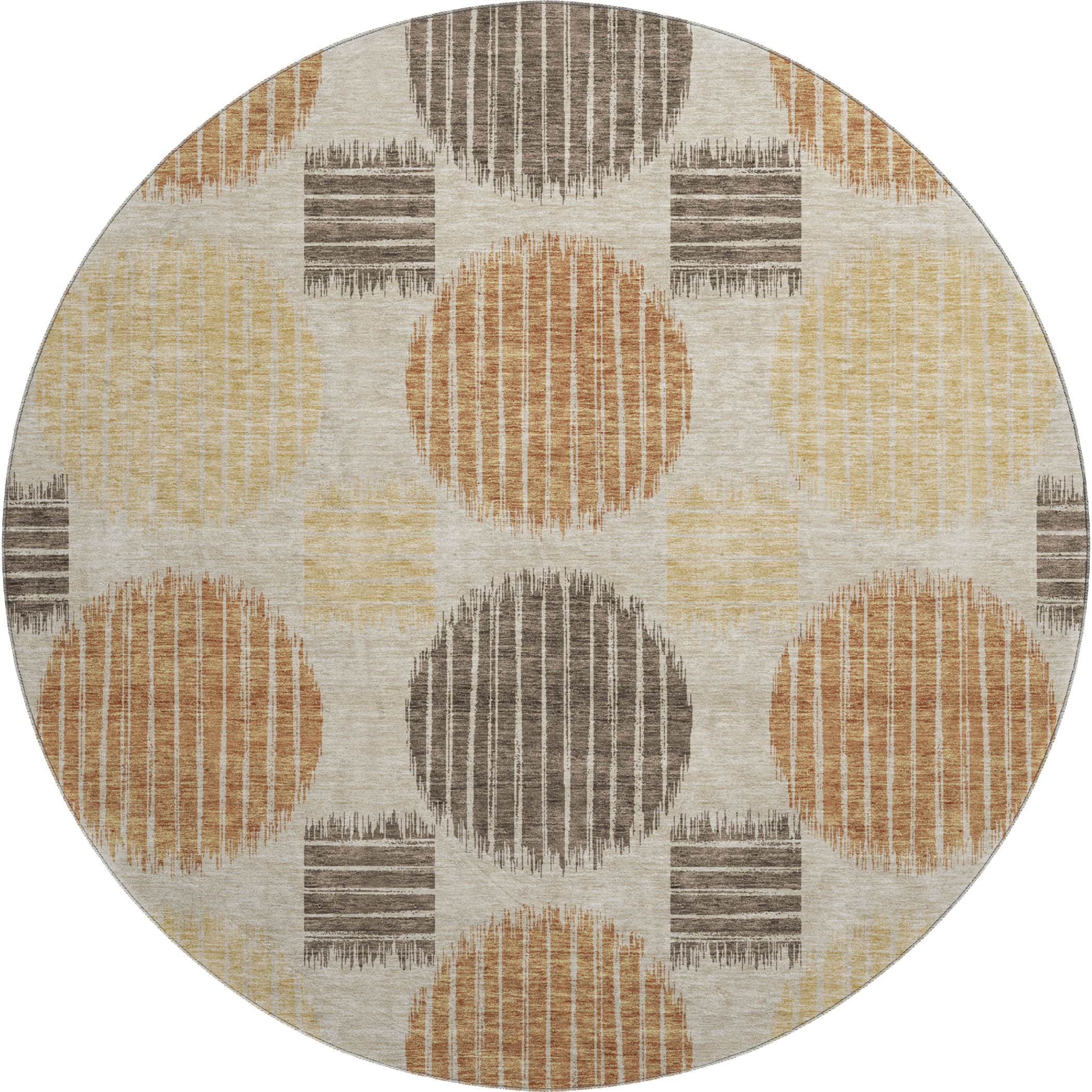Jaipur Machine Washable Transitional Tan Brown Rug 8' x 8' #shape_Round