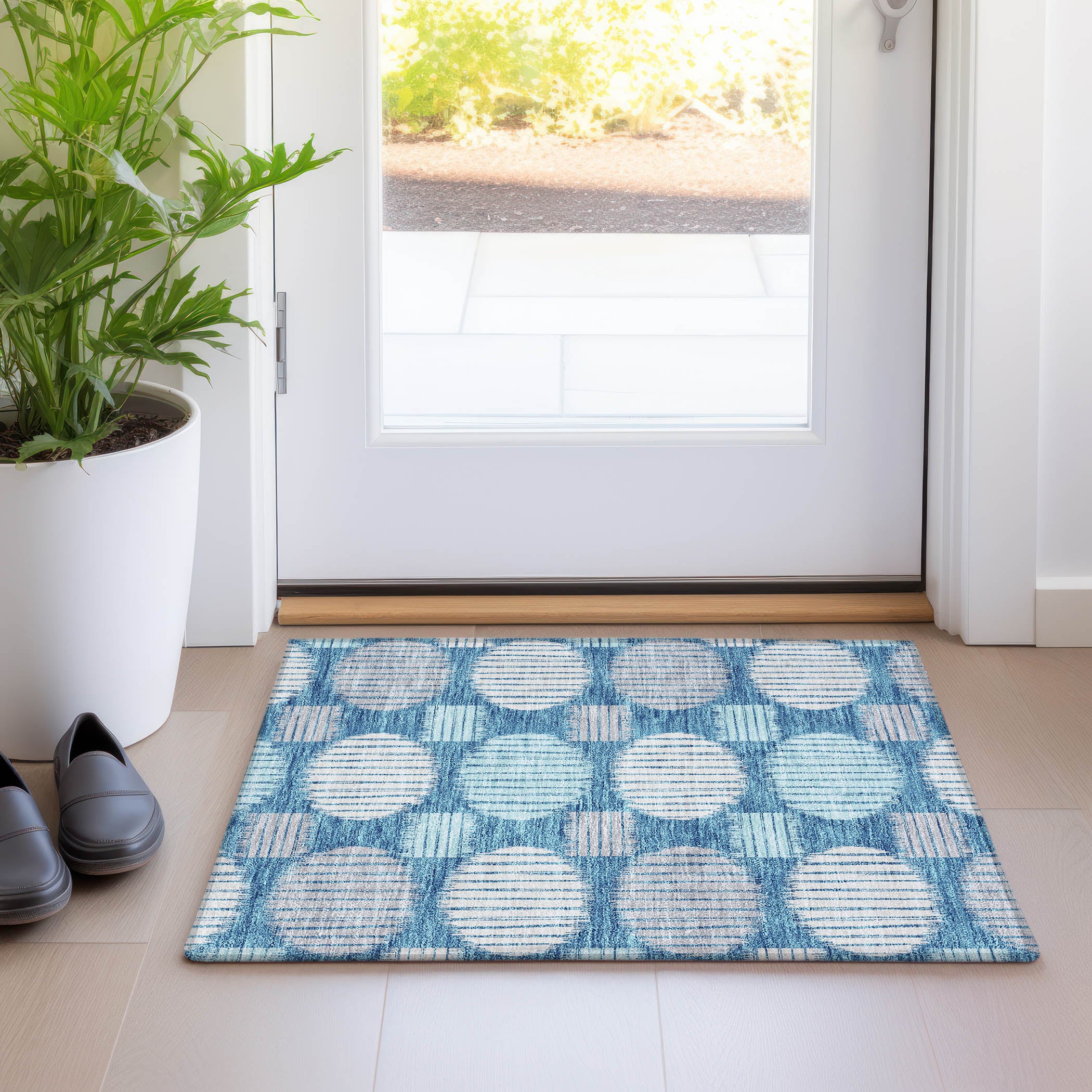 Jaipur Machine Washable Transitional Teal Rug 1'8" x 2'6" #shape_Rectangle