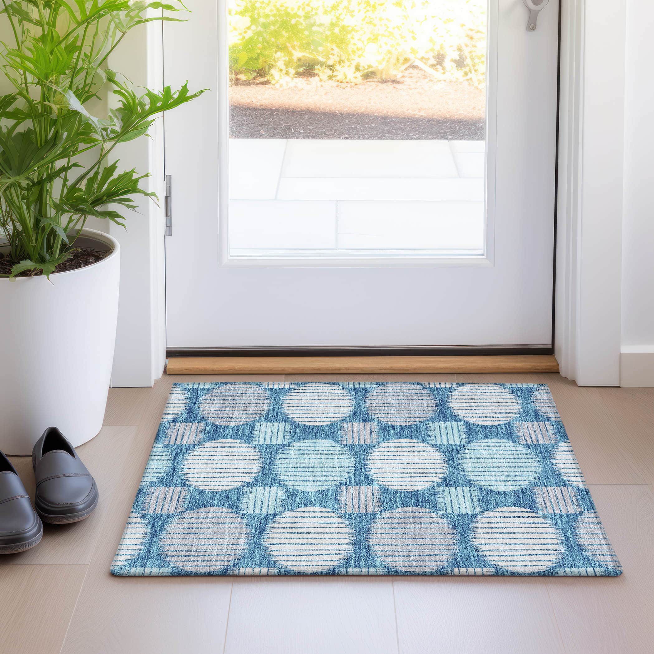 Jaipur Machine Washable Transitional Teal Rug 1'8" x 2'6" #shape_Rectangle