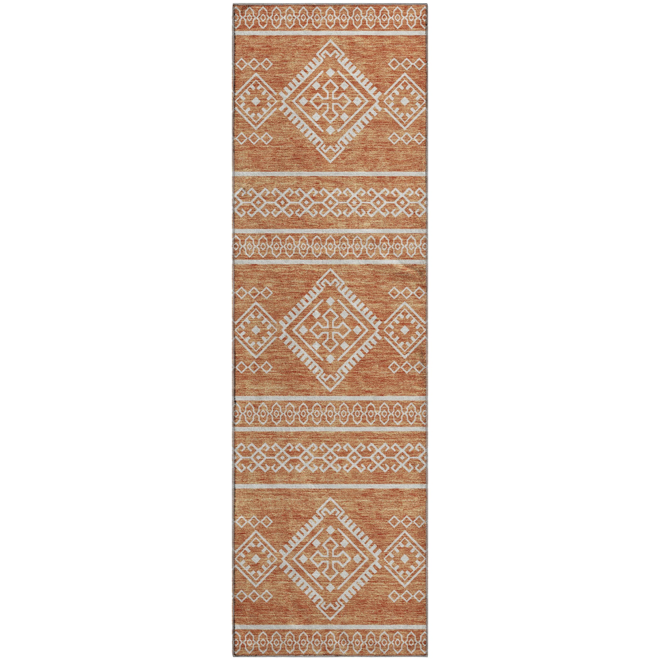 Ghent Machine Washable Transitional Copper Orange Rug 2'3" x 7'6" #shape_Runner