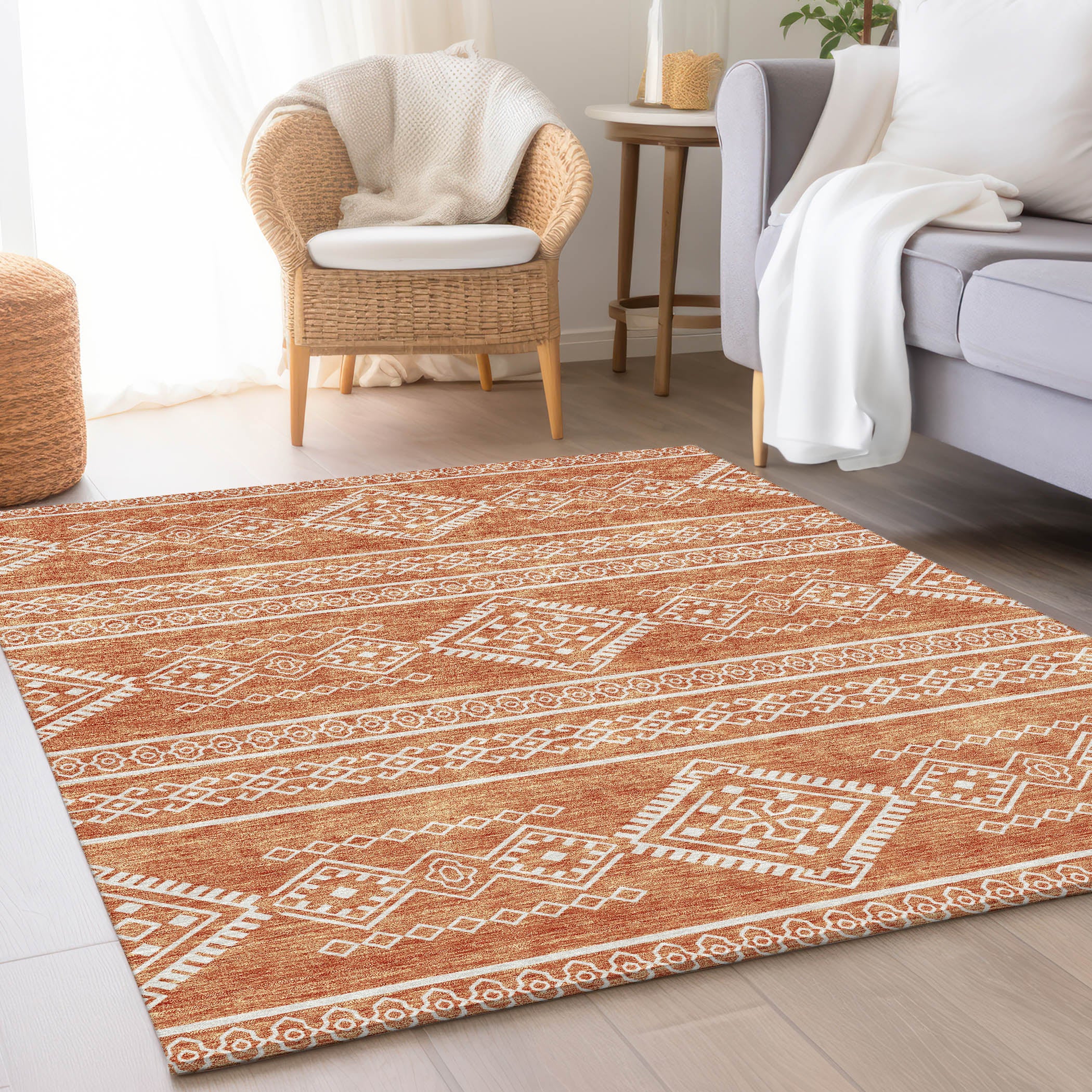 Ghent Machine Washable Transitional Copper Orange Rug 2'6" x 3'10" #shape_Rectangle