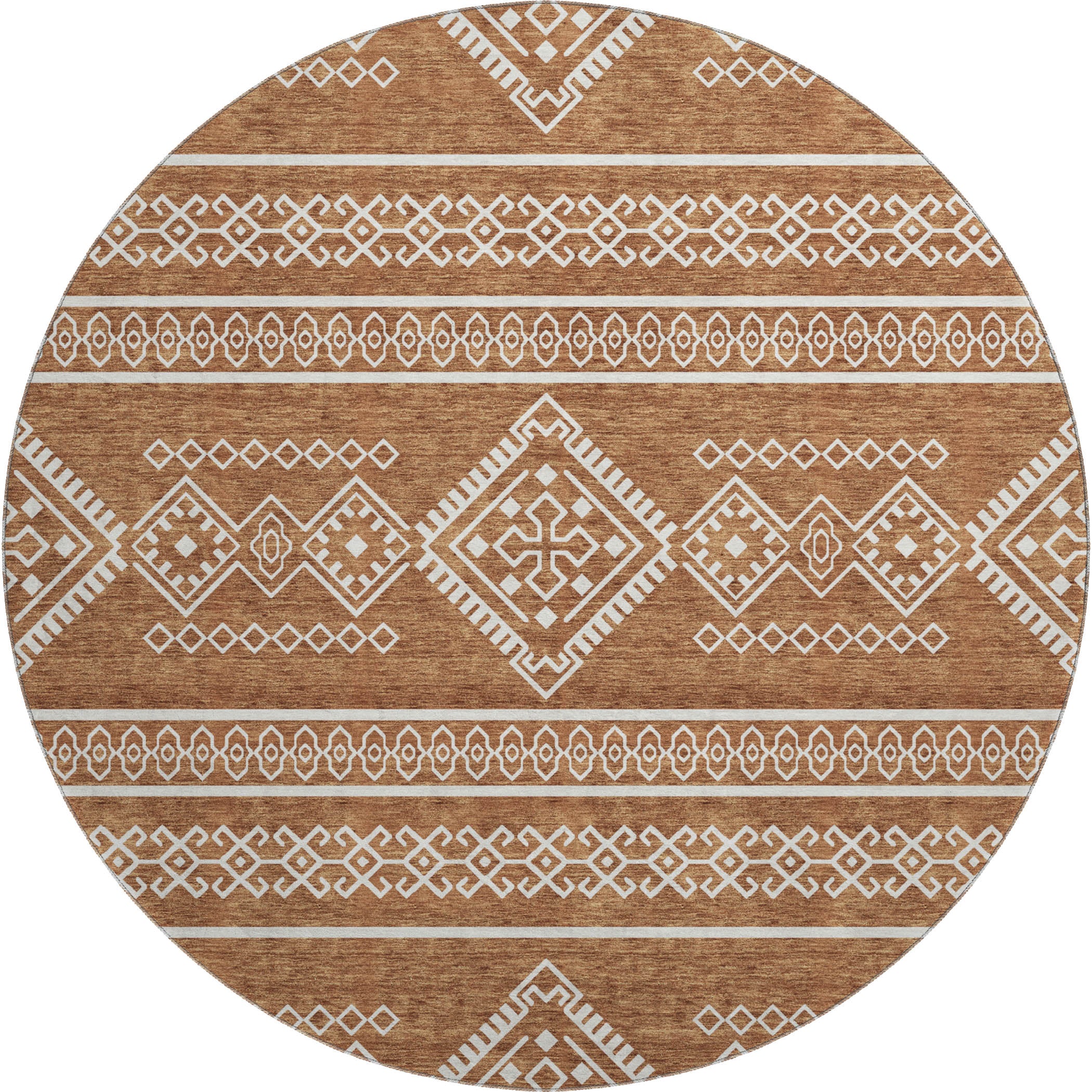 Ghent Machine Washable Transitional Paprika Orange Rug 8' x 8' #shape_Round