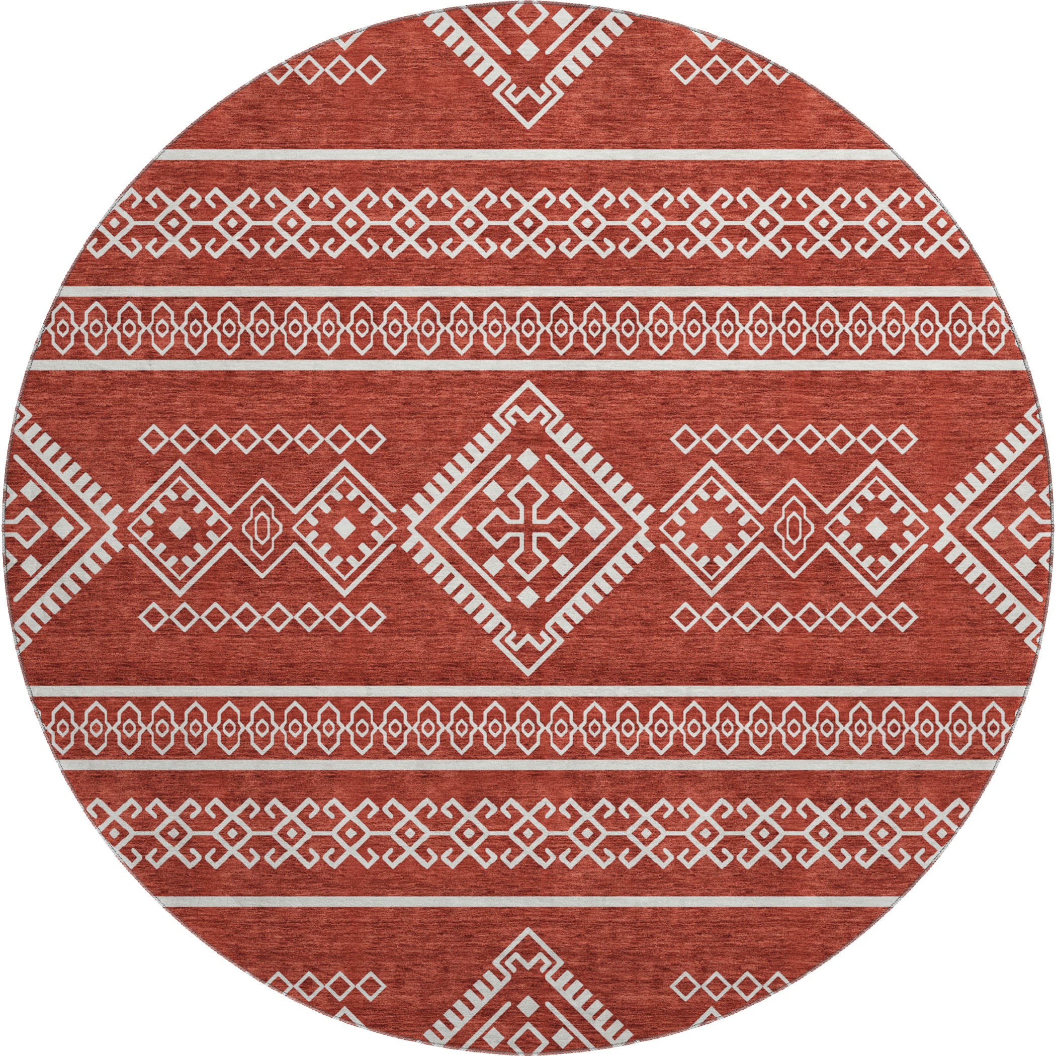 Ghent Machine Washable Transitional Red Rug 8' x 8' #shape_Round