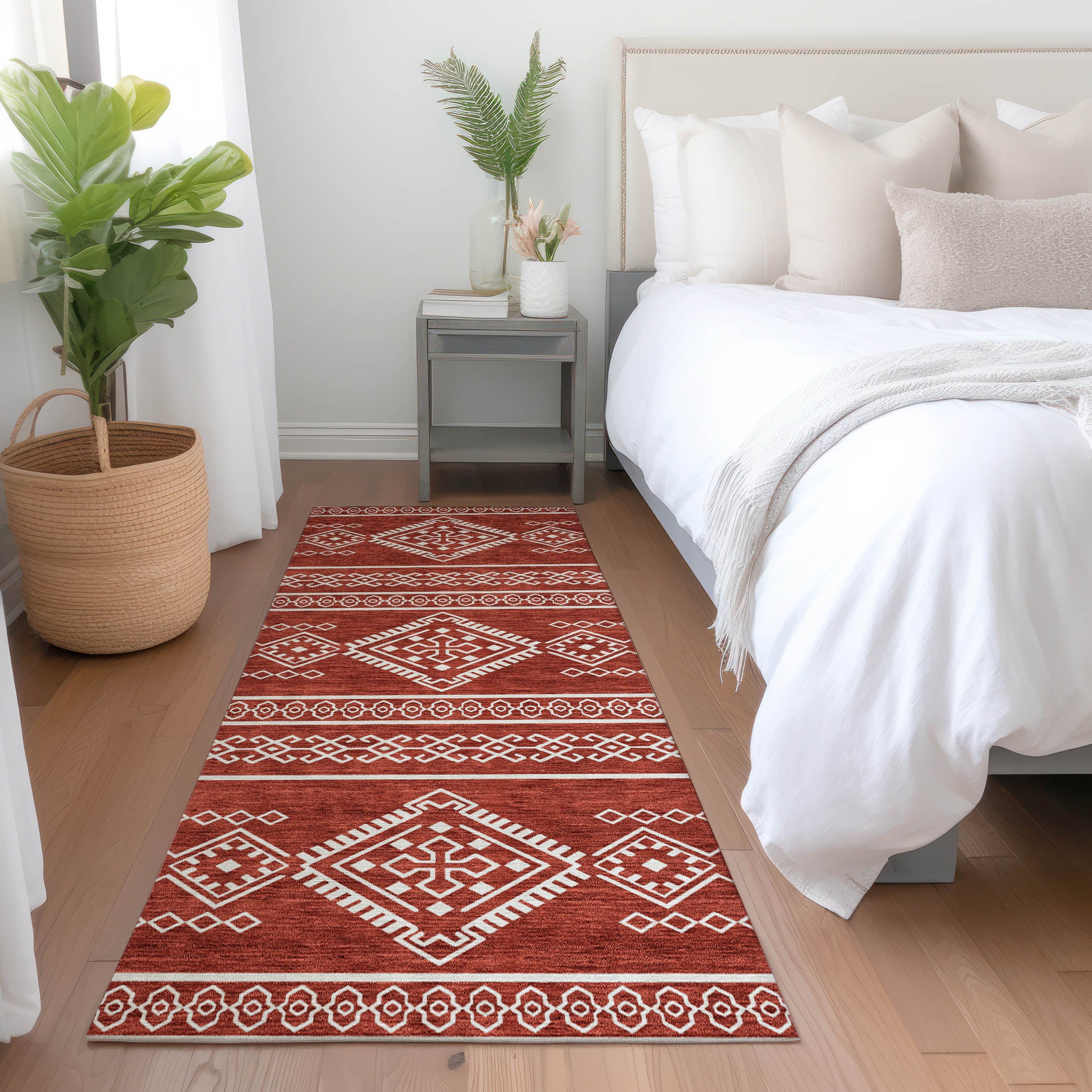 Ghent Machine Washable Transitional Red Rug 2'3" x 7'6" #shape_Runner