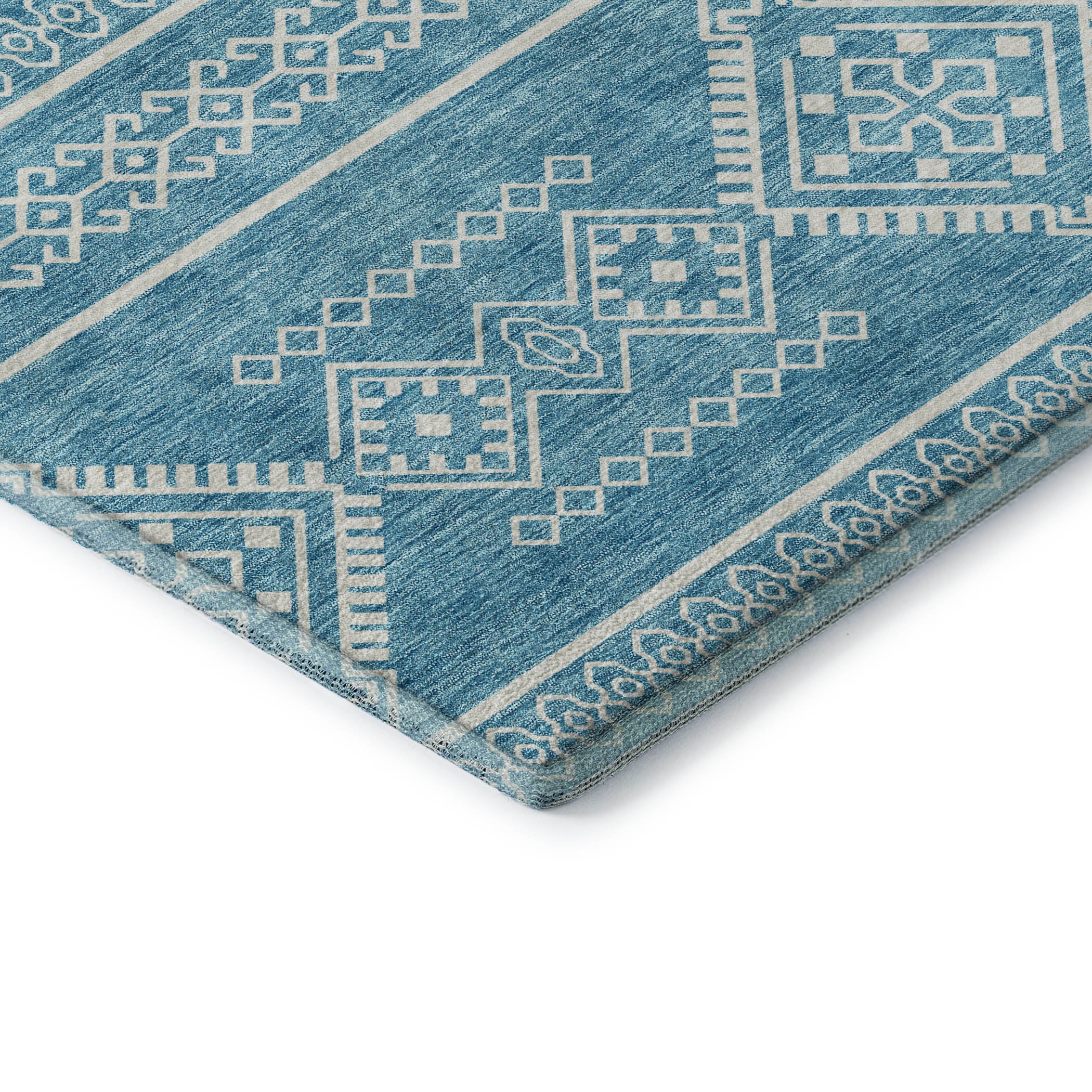 Ghent Machine Washable Transitional Teal Rug 1'8" x 2'6" #shape_Rectangle
