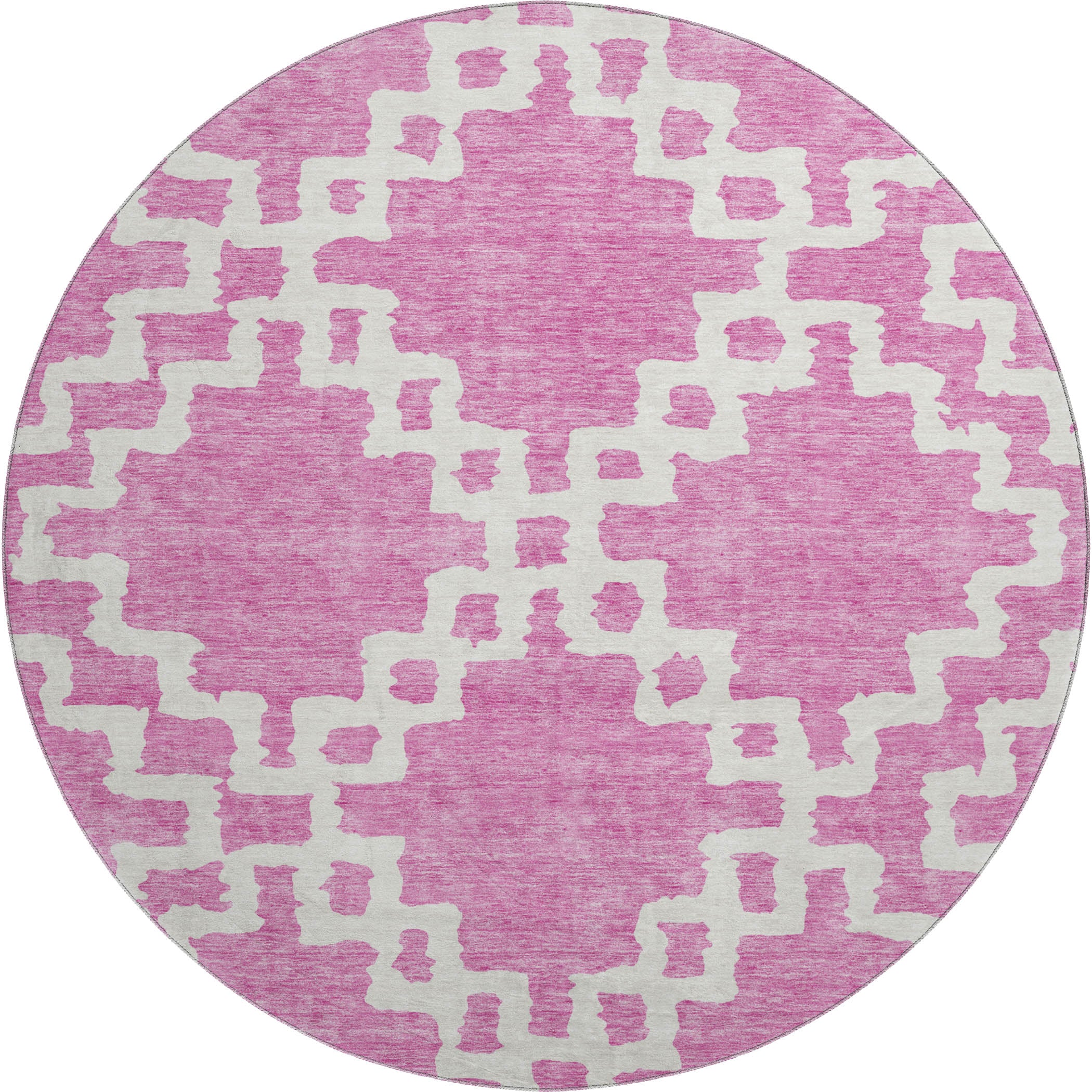 Budapest Machine Washable Transitional Blush Pink Rug 8' x 8' #shape_Round