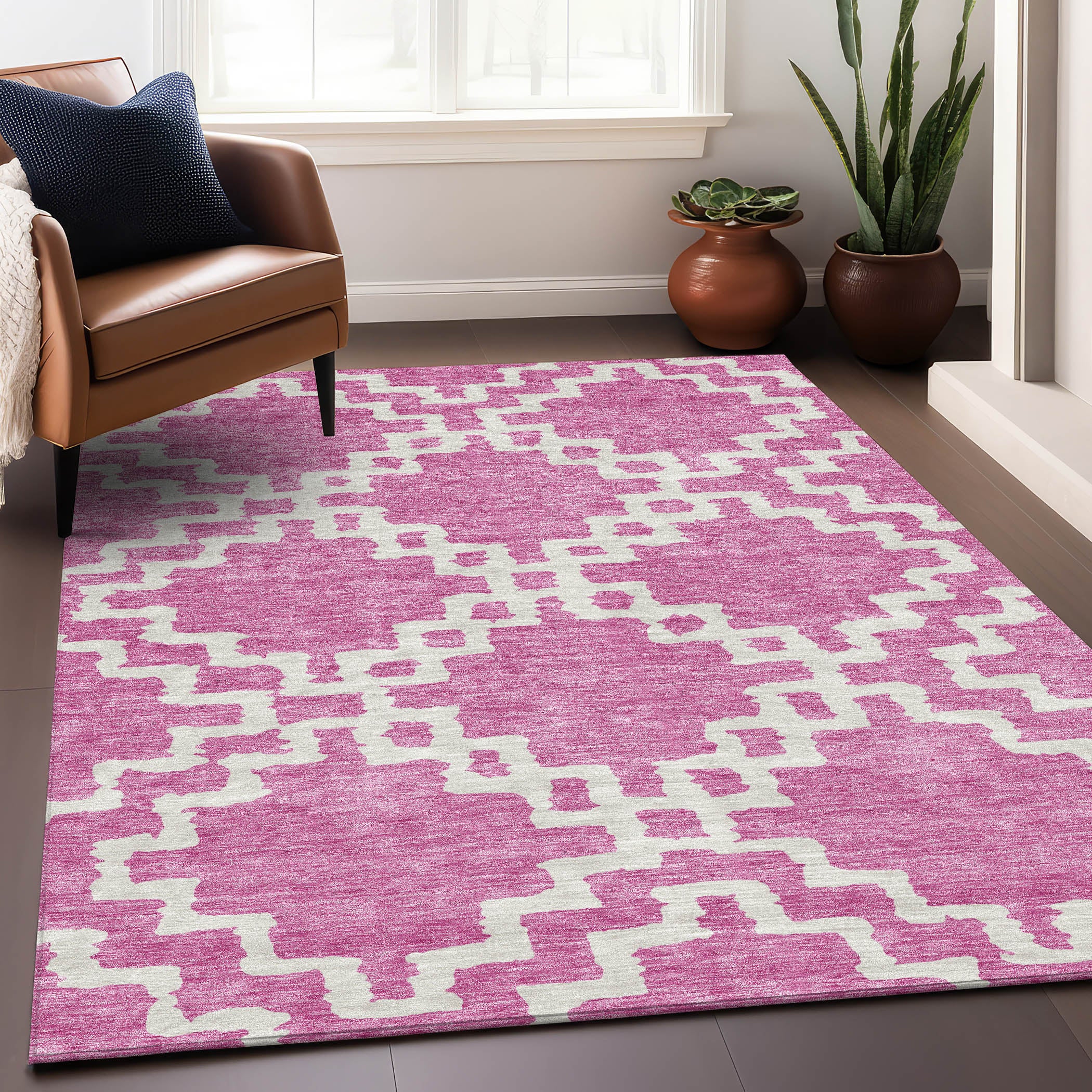 Budapest Machine Washable Transitional Blush Pink Rug 2'6" x 3'10" #shape_Rectangle