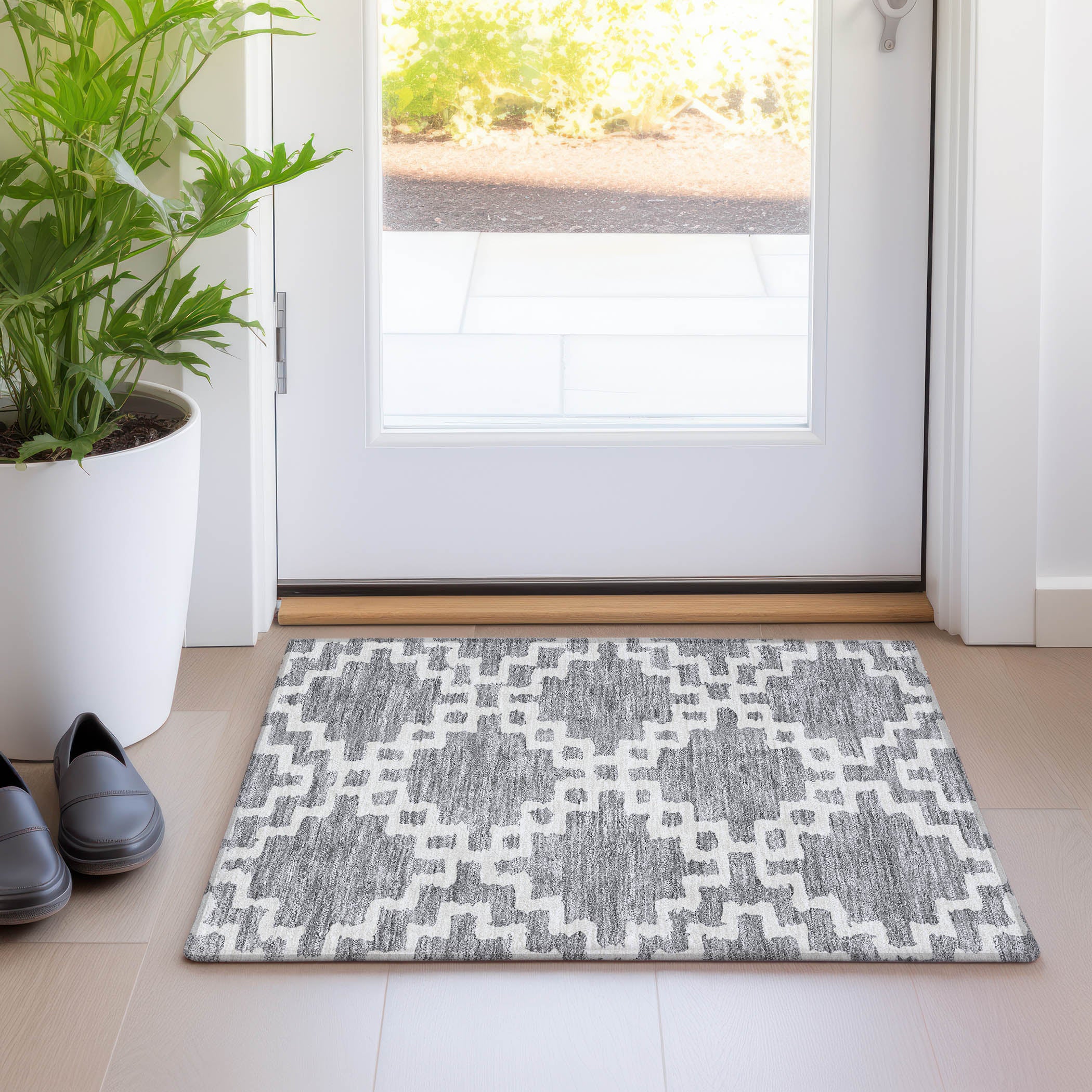 Budapest Machine Washable Transitional Gray Rug 1'8" x 2'6" #shape_Rectangle