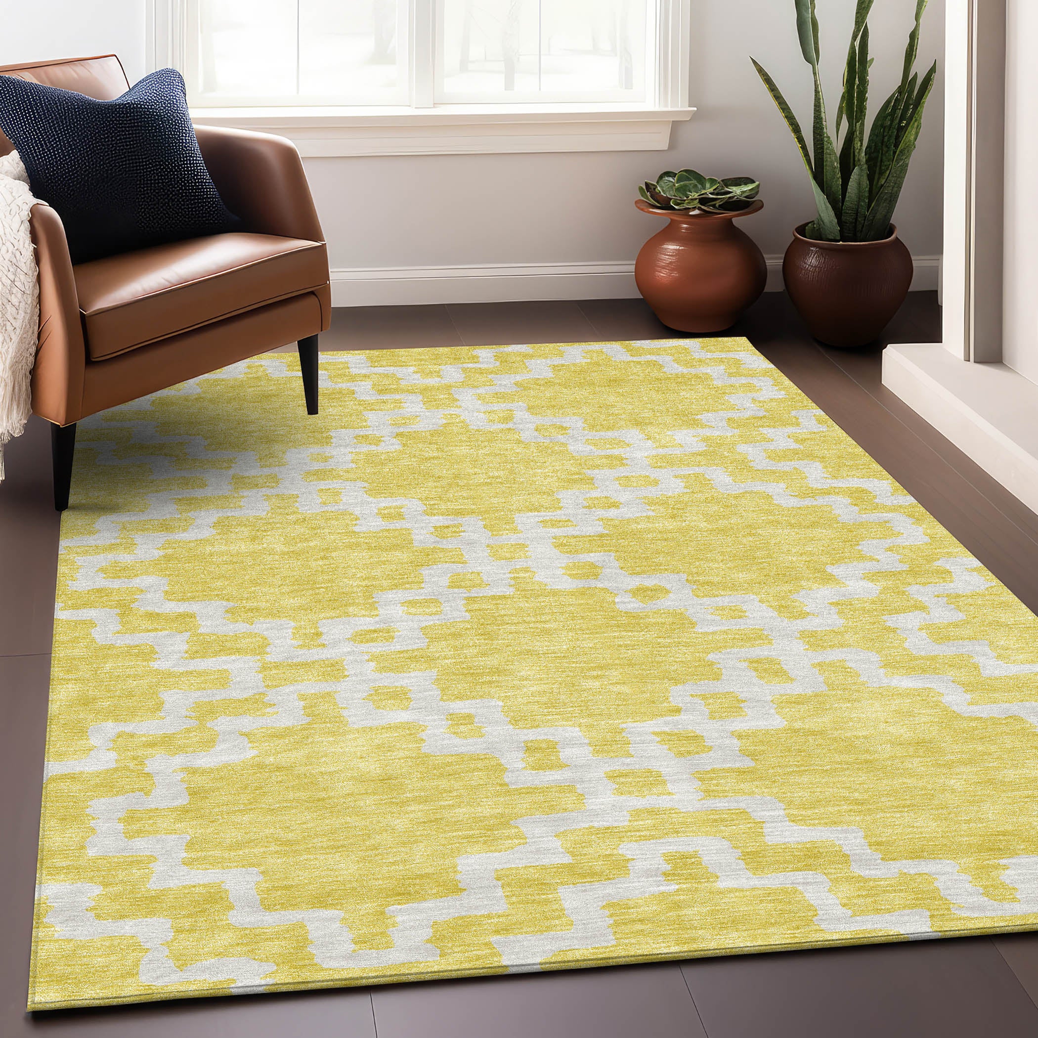 Budapest Machine Washable Transitional Yellow Gold Rug 2'6" x 3'10" #shape_Rectangle