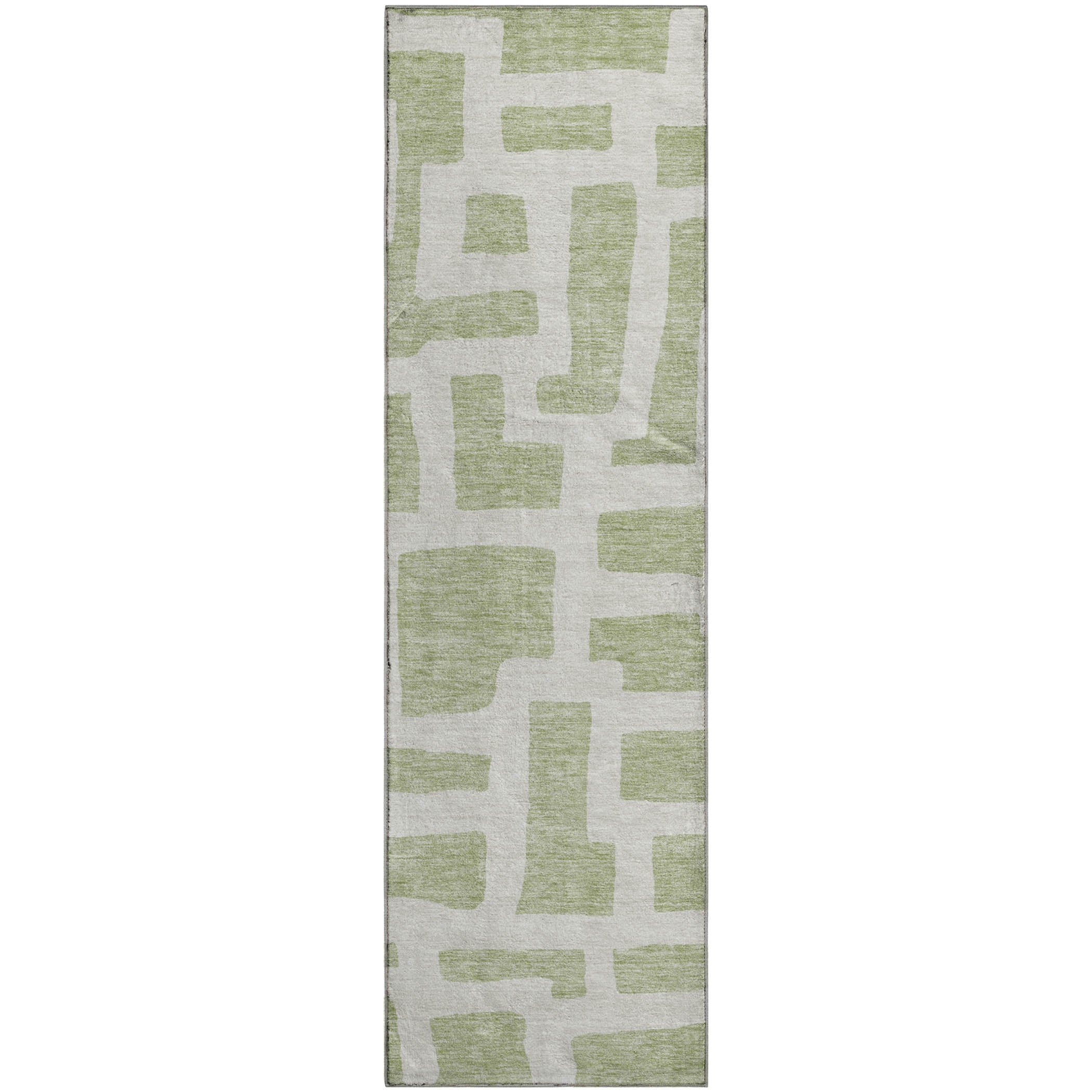 Bern Machine Washable Transitional Aloe Green Rug 2'3" x 7'6" #shape_Runner