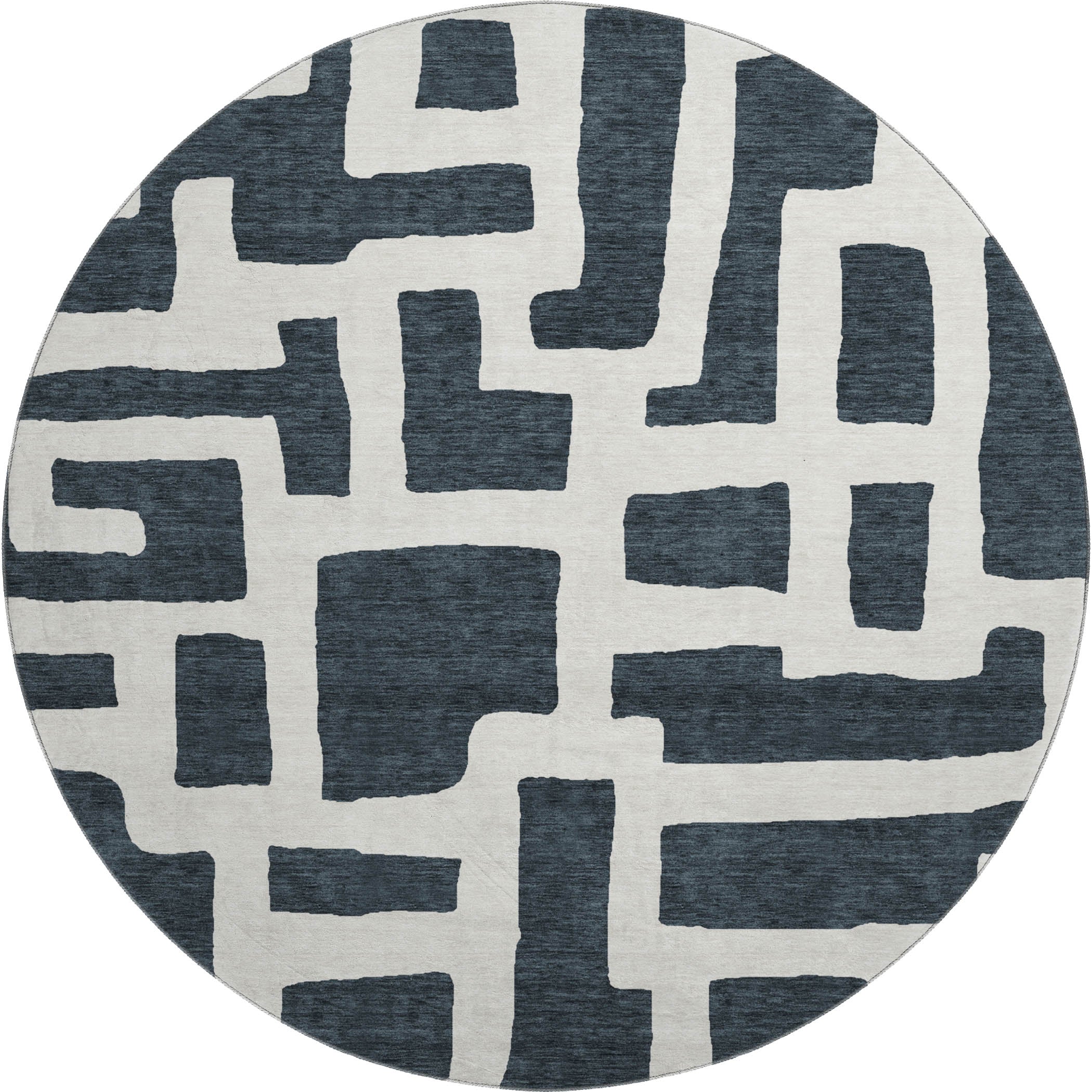 Bern Machine Washable Transitional Black Rug 8' x 8' #shape_Round