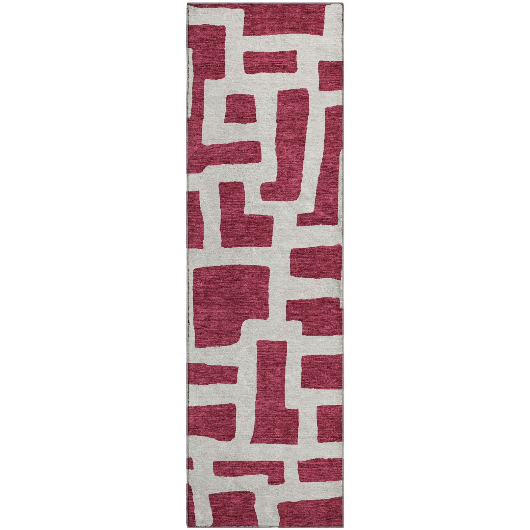 Bern Machine Washable Transitional Garnet Red Rug 2'3" x 7'6" #shape_Runner