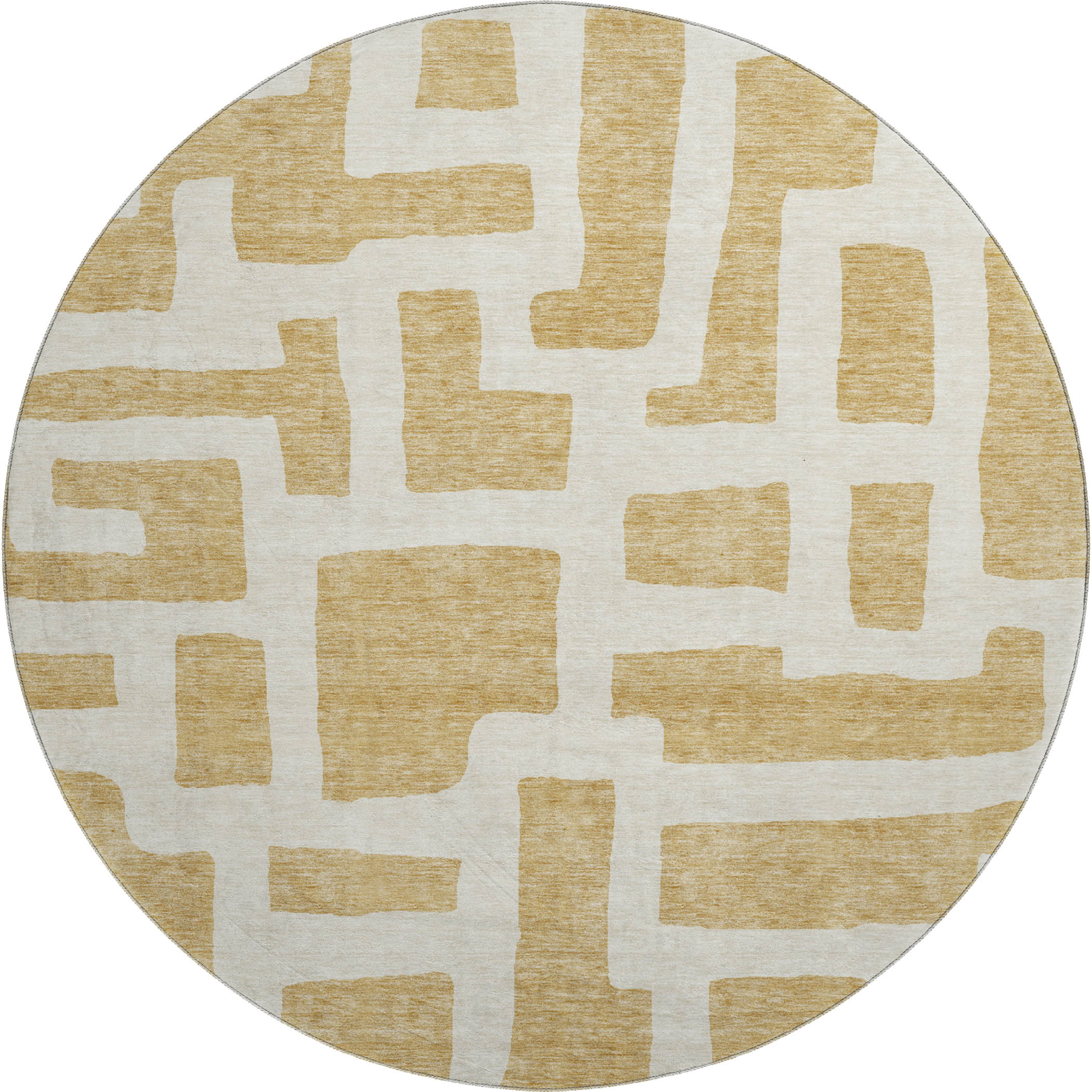 Bern Machine Washable Transitional Gold Rug 8' x 8' #shape_Round