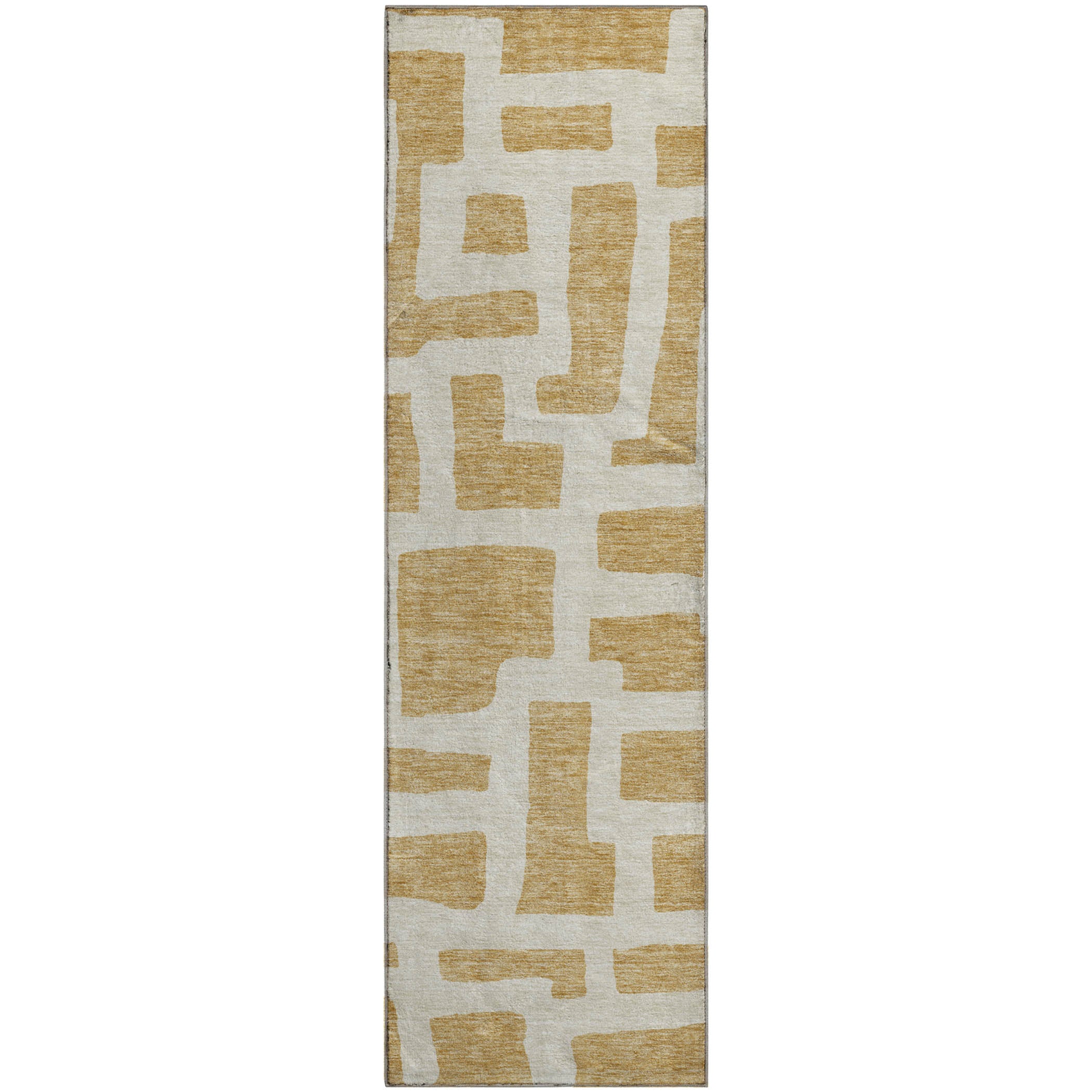 Bern Machine Washable Transitional Gold Rug 2'3" x 7'6" #shape_Runner