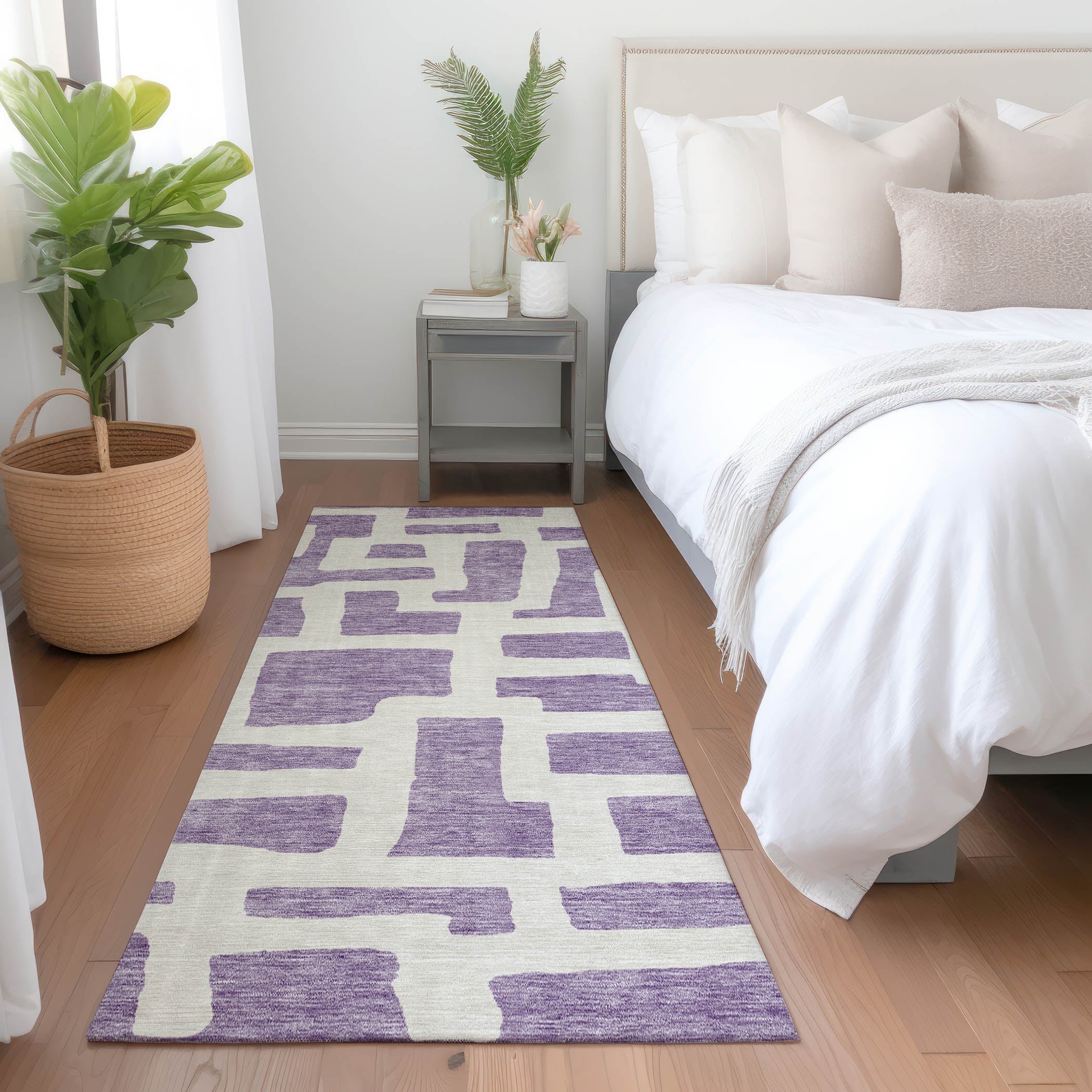 Bern Machine Washable Transitional Purple Rug 2'3" x 7'6" #shape_Runner