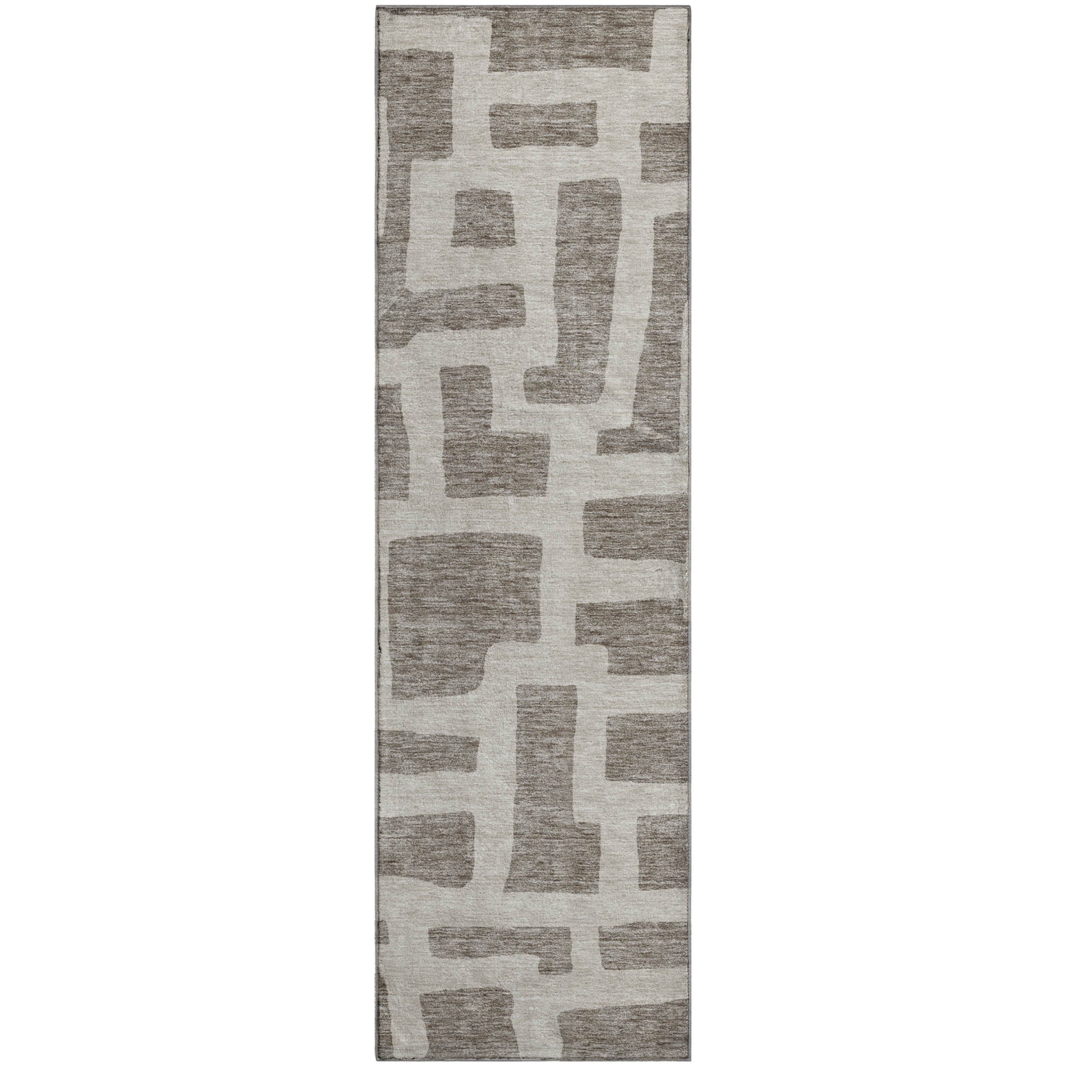 Bern Machine Washable Transitional Taupe Brown Rug 2'3" x 7'6" #shape_Runner