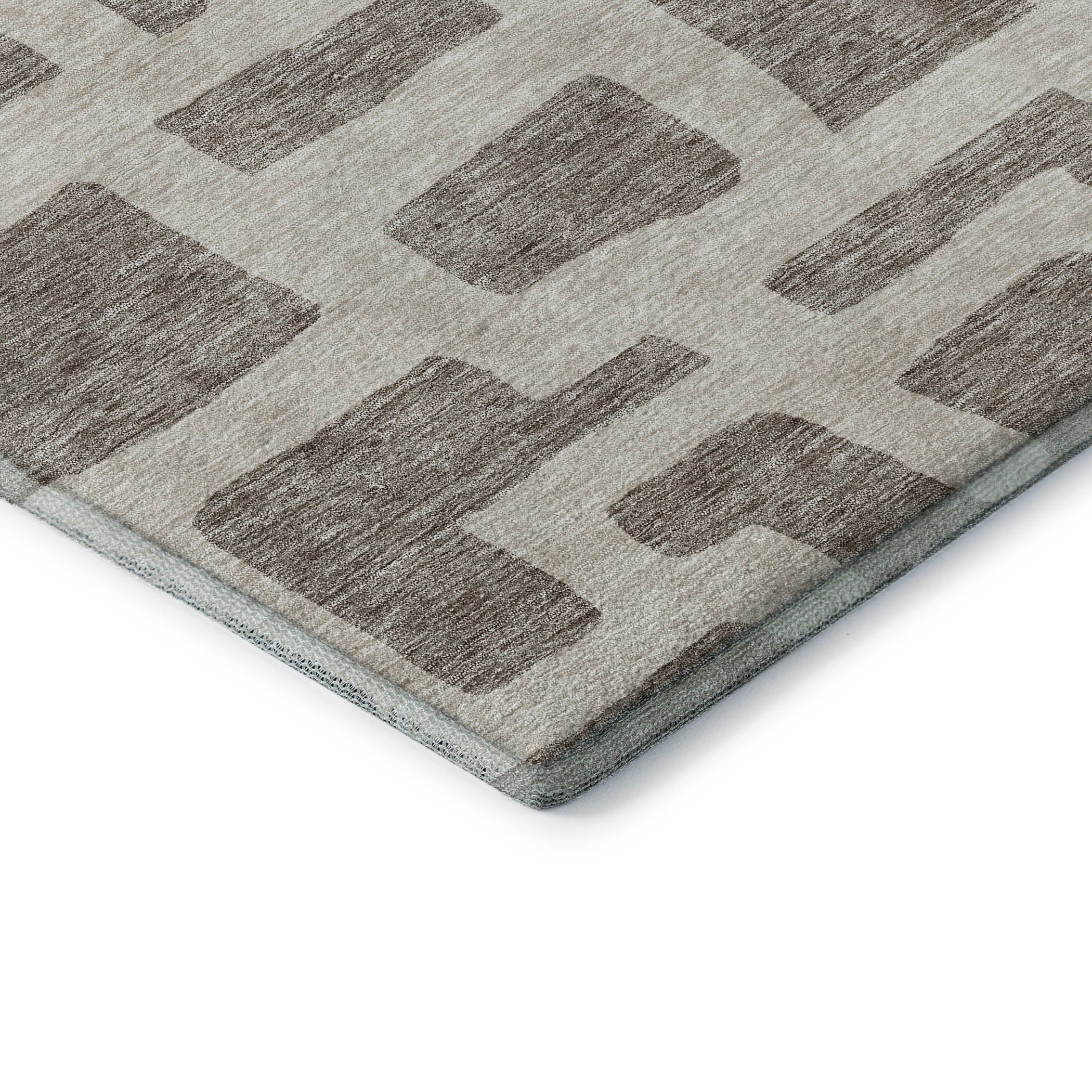 Bern Machine Washable Transitional Taupe Brown Rug 1'8" x 2'6" #shape_Rectangle