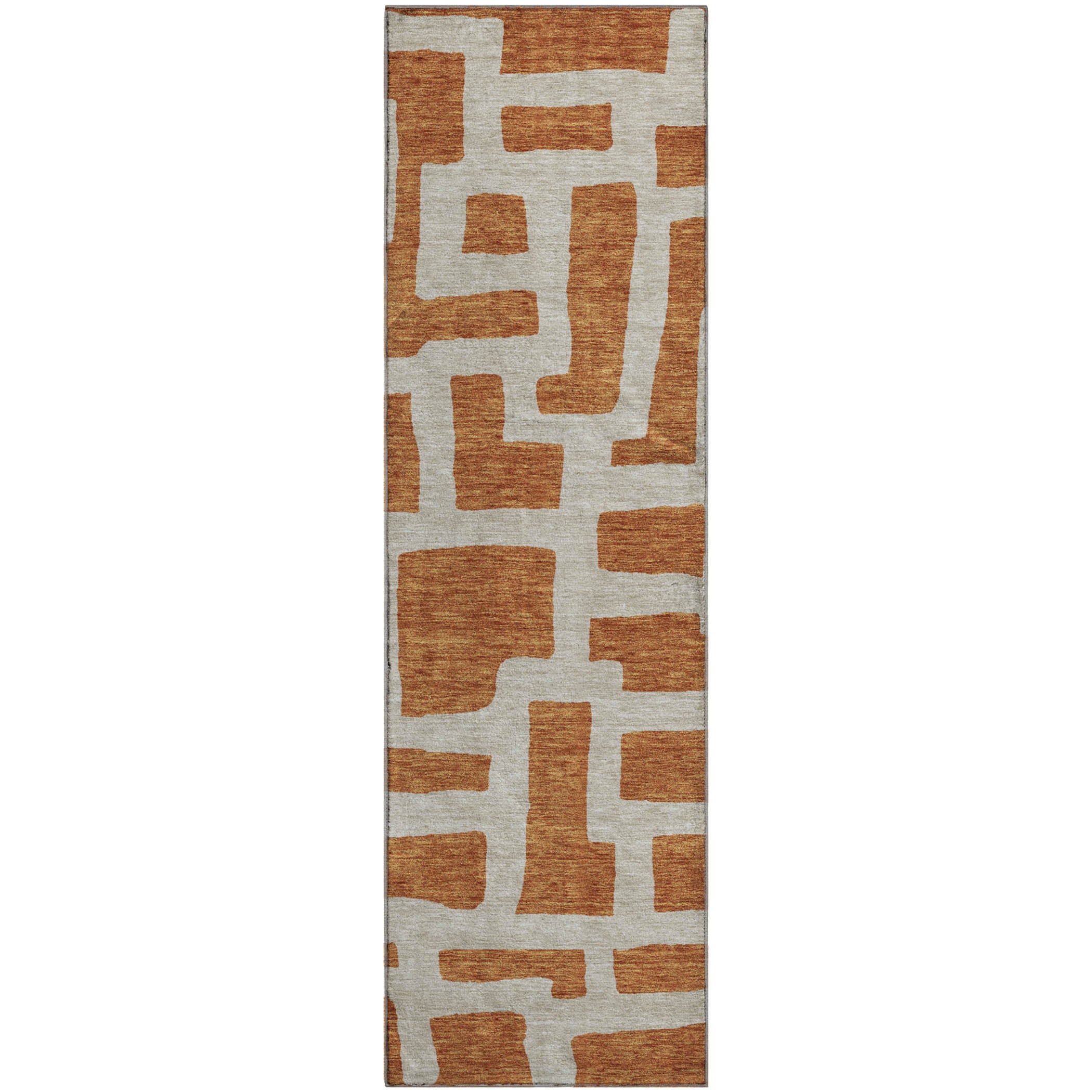 Bern Machine Washable Transitional Terracotta Orange Rug 2'3" x 7'6" #shape_Runner