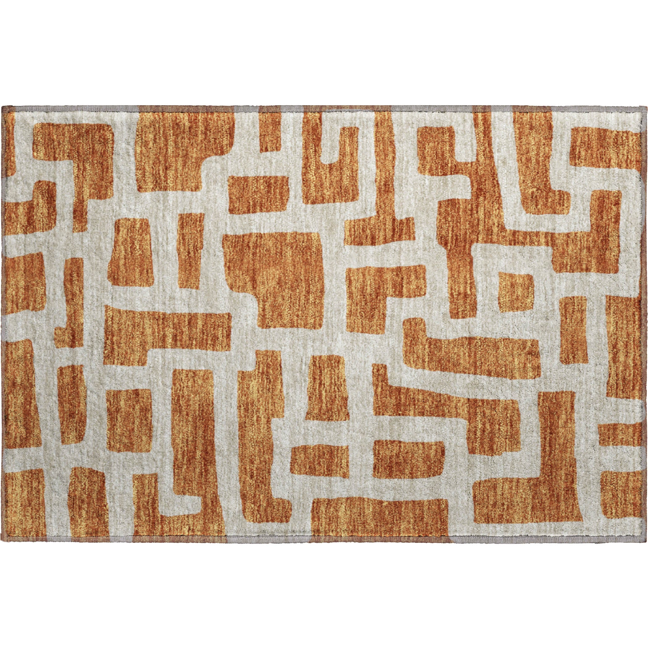 Bern Machine Washable Transitional Terracotta Orange Rug 1'8" x 2'6" #shape_Rectangle