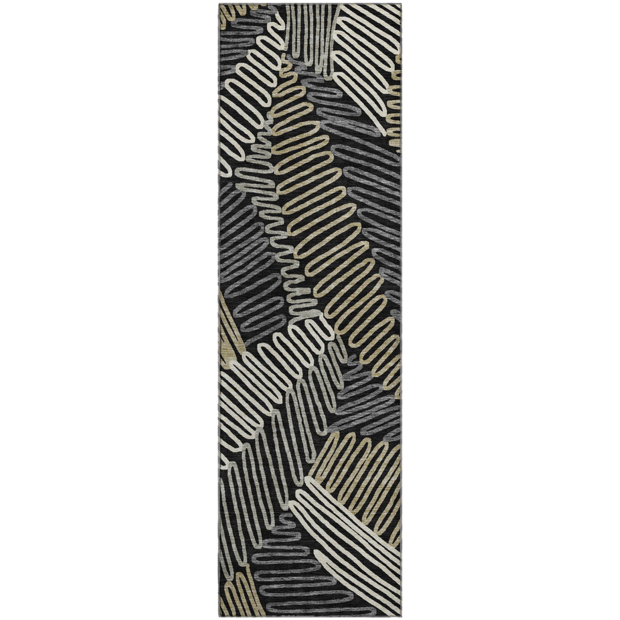 Istanbul Machine Washable Transitional Black Rug 2'3" x 7'6" #shape_Runner