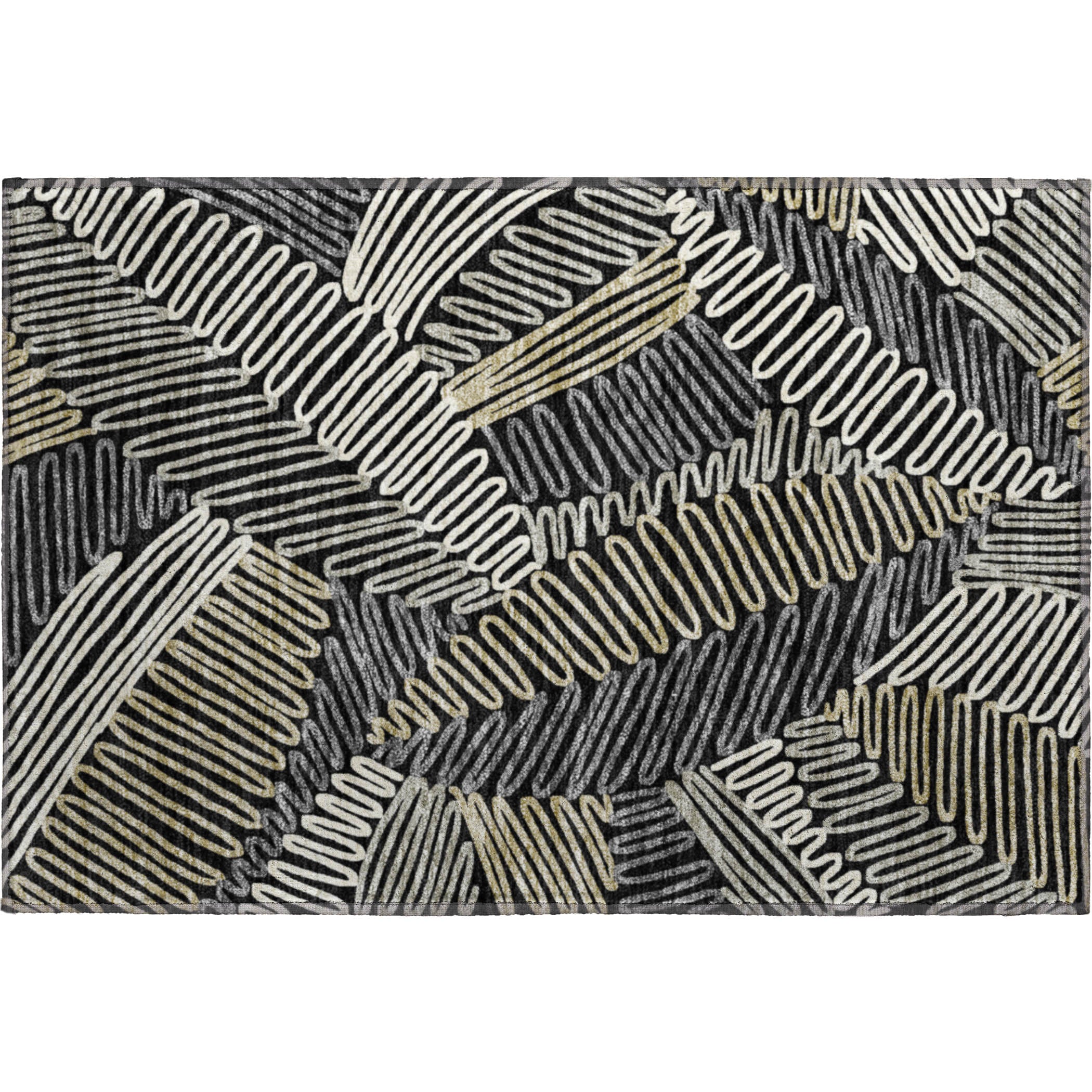 Istanbul Machine Washable Transitional Black Rug 1'8" x 2'6" #shape_Rectangle