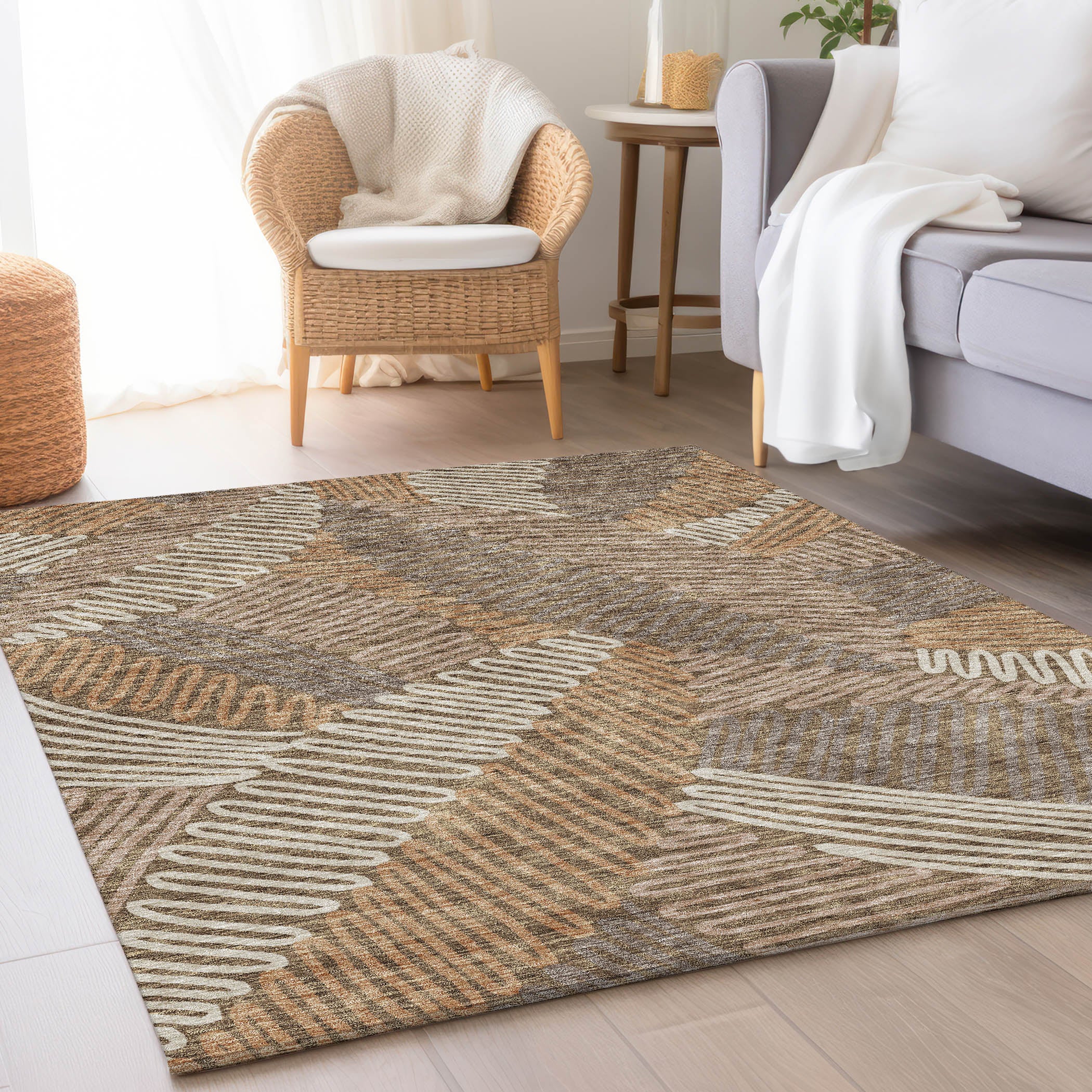 Istanbul Machine Washable Transitional Brown Rug 2'6" x 3'10" #shape_Rectangle