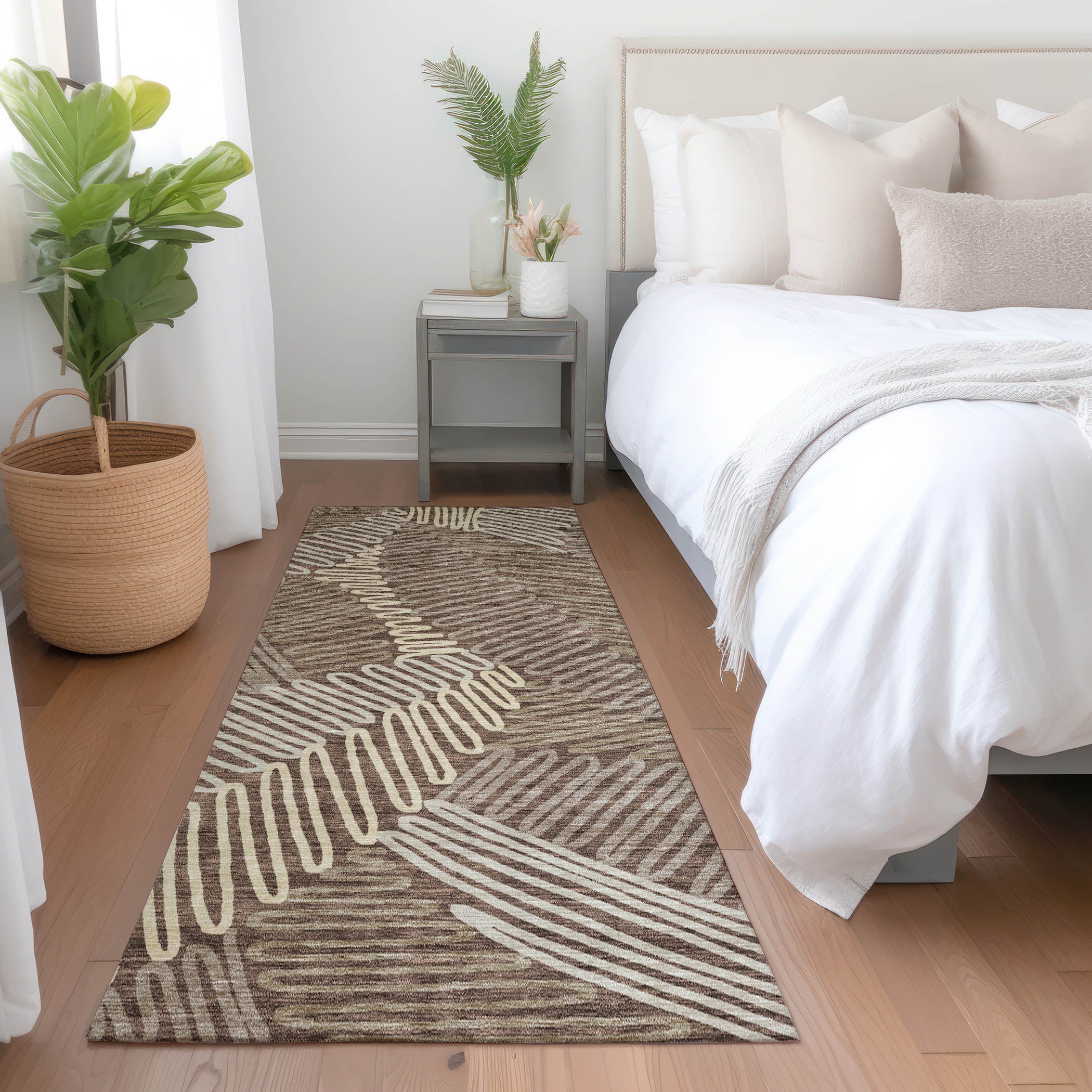 Istanbul Machine Washable Transitional Chocolate Brown Rug 2'3" x 7'6" #shape_Runner