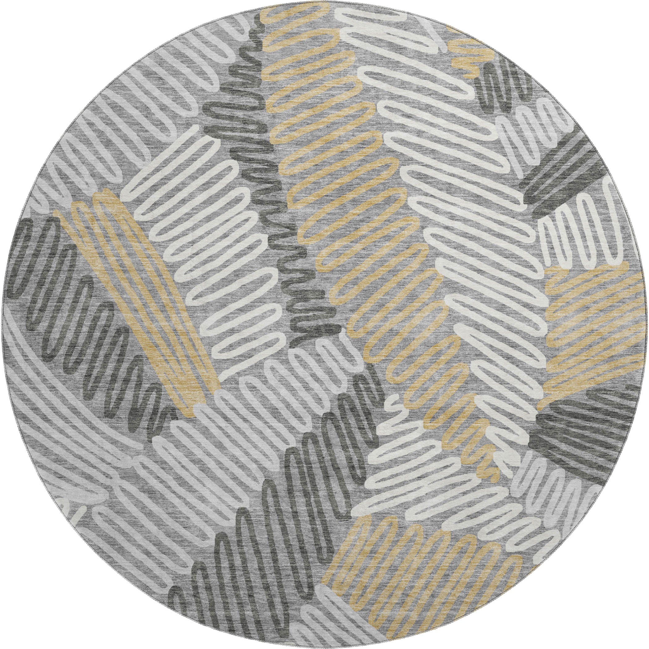 Istanbul Machine Washable Transitional Gray Rug 8' x 8' #shape_Round