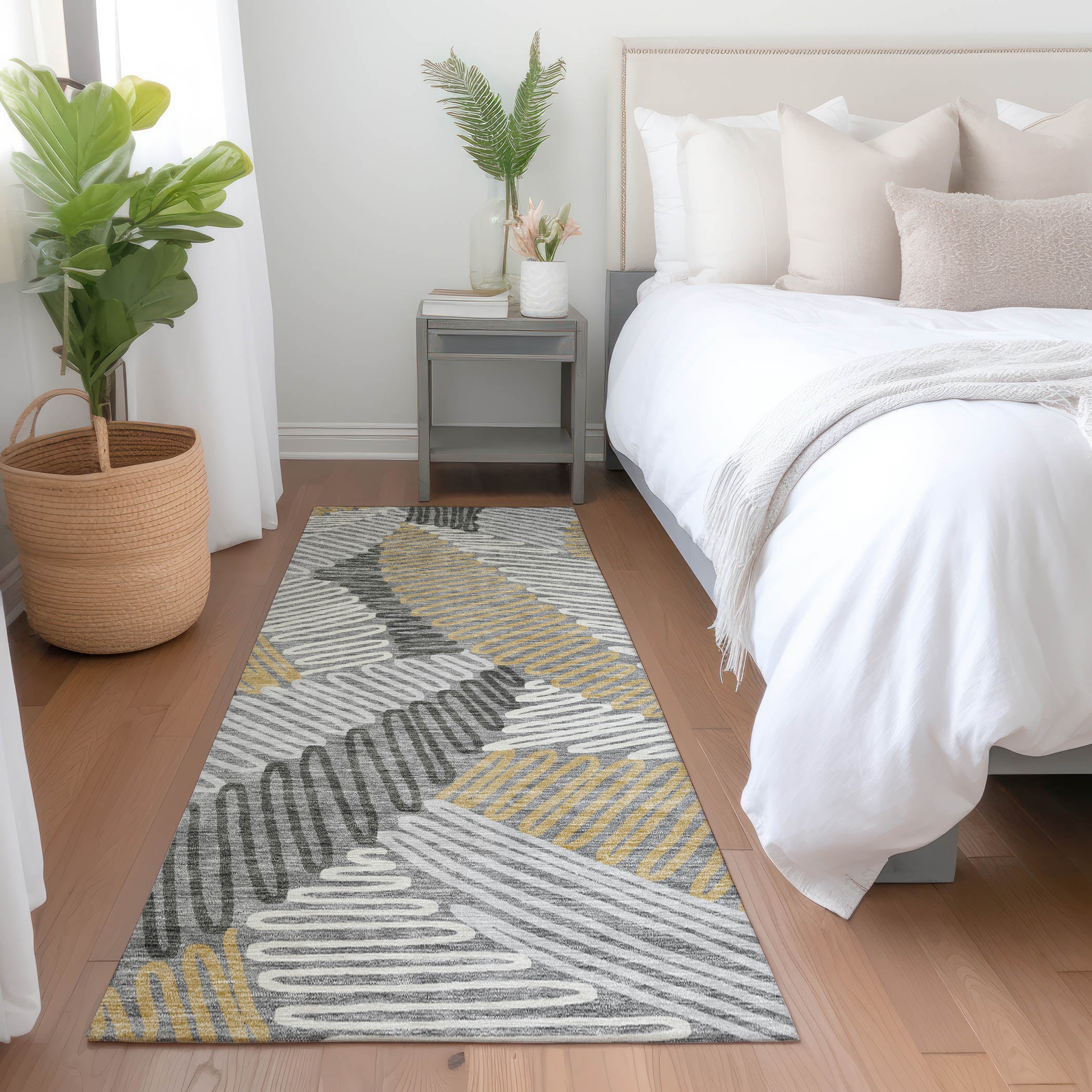 Istanbul Machine Washable Transitional Gray Rug 2'3" x 7'6" #shape_Runner