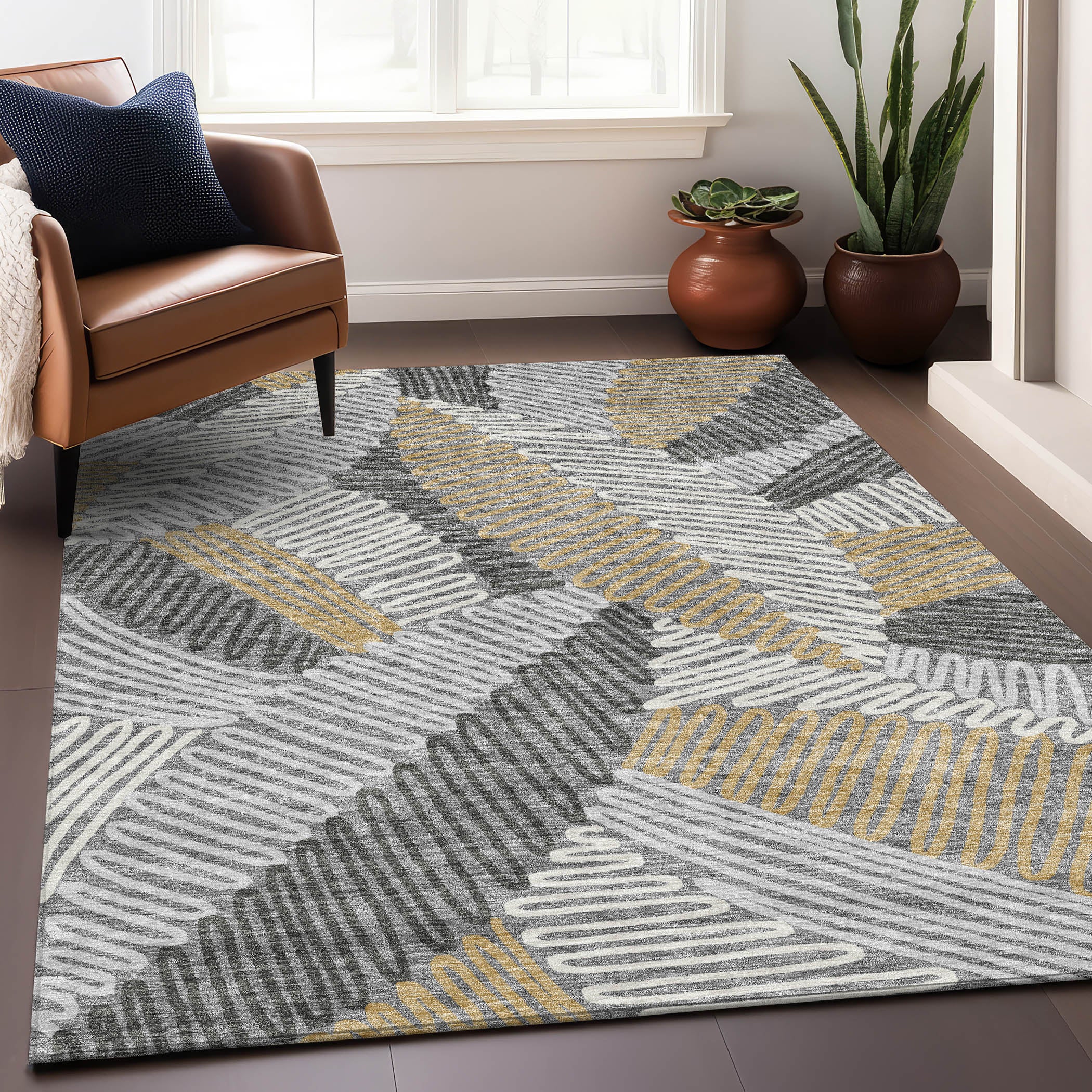 Istanbul Machine Washable Transitional Gray Rug 2'6" x 3'10" #shape_Rectangle