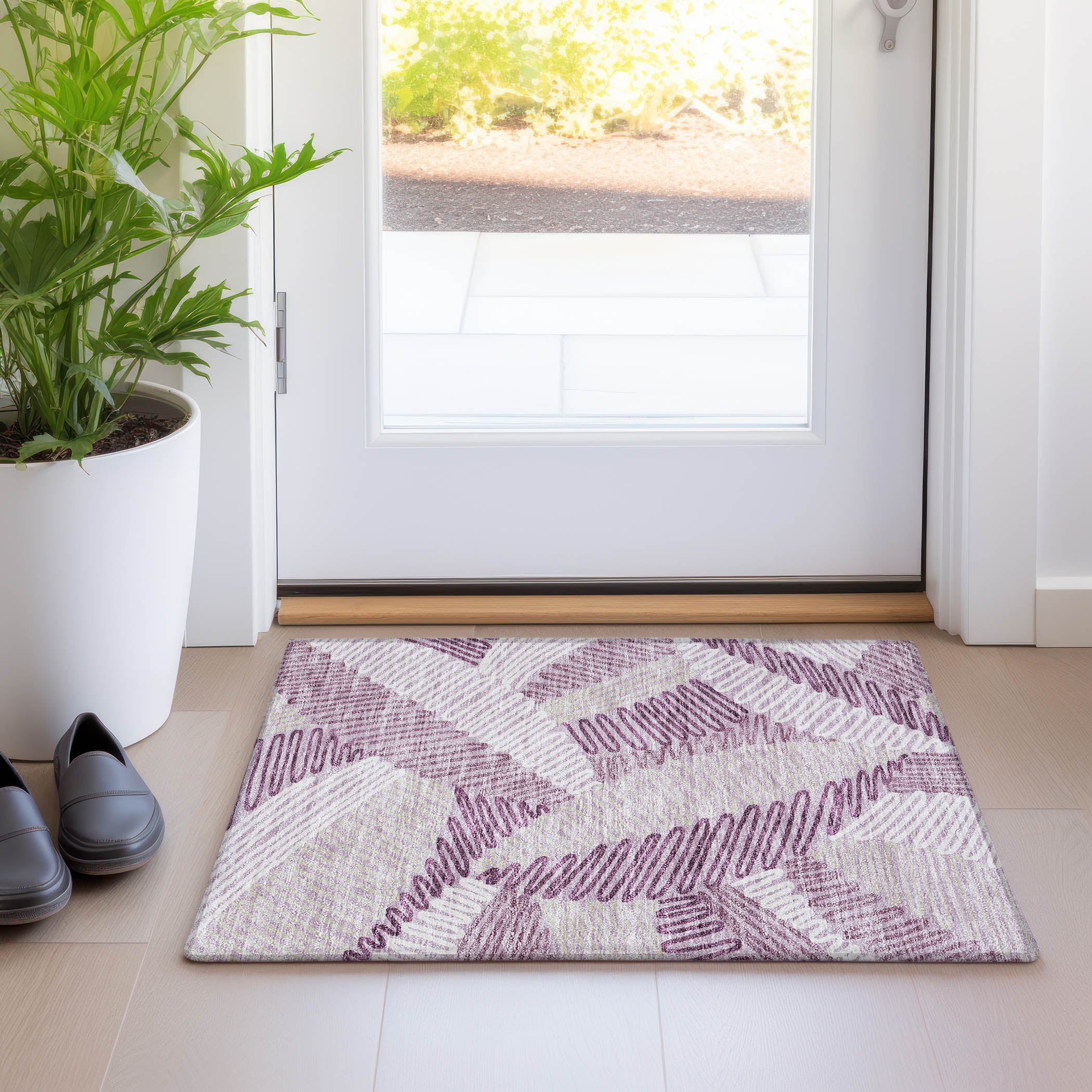 Istanbul Machine Washable Transitional Lavender Purple Rug 1'8" x 2'6" #shape_Rectangle
